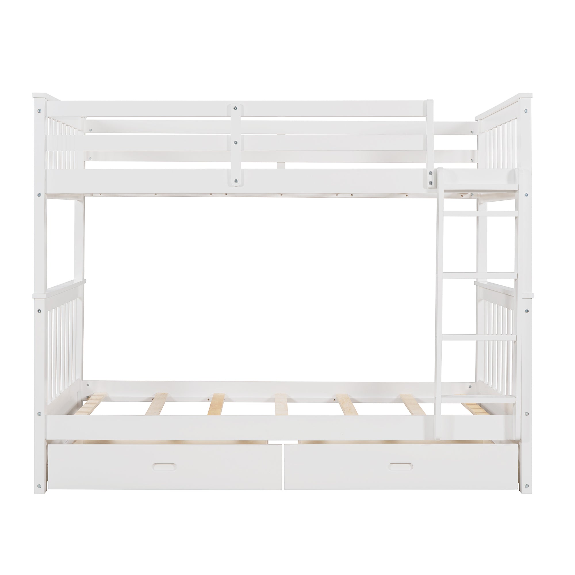 Twin-Over-Twin Bunk Bed with Ladders and Two Storage Drawers (White)(OLD SKU:LT000265AAK)