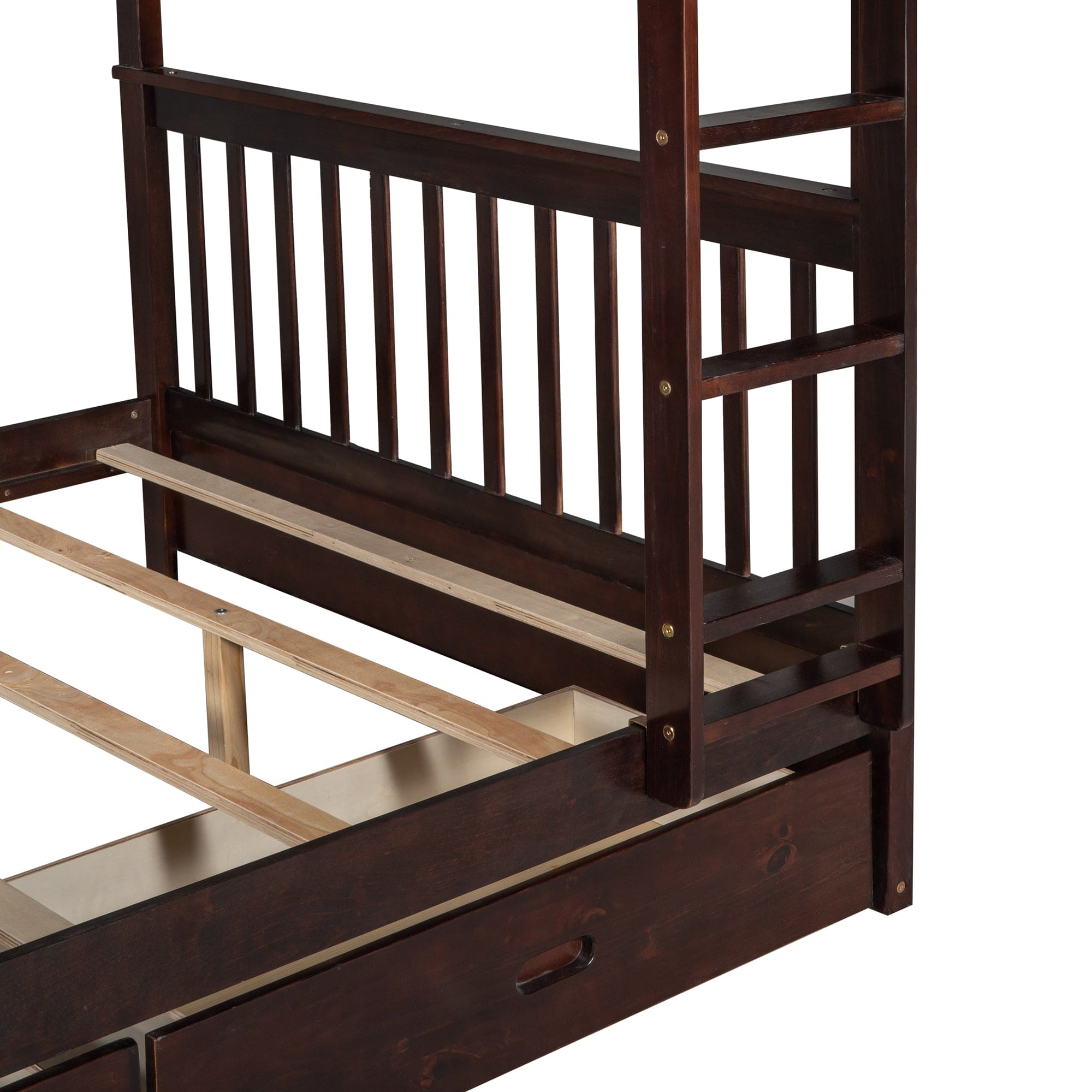 Full-Over-Full Bunk Bed with Ladders and Two Storage Drawers (Espresso)(OLD SKU:LT000365AAP)