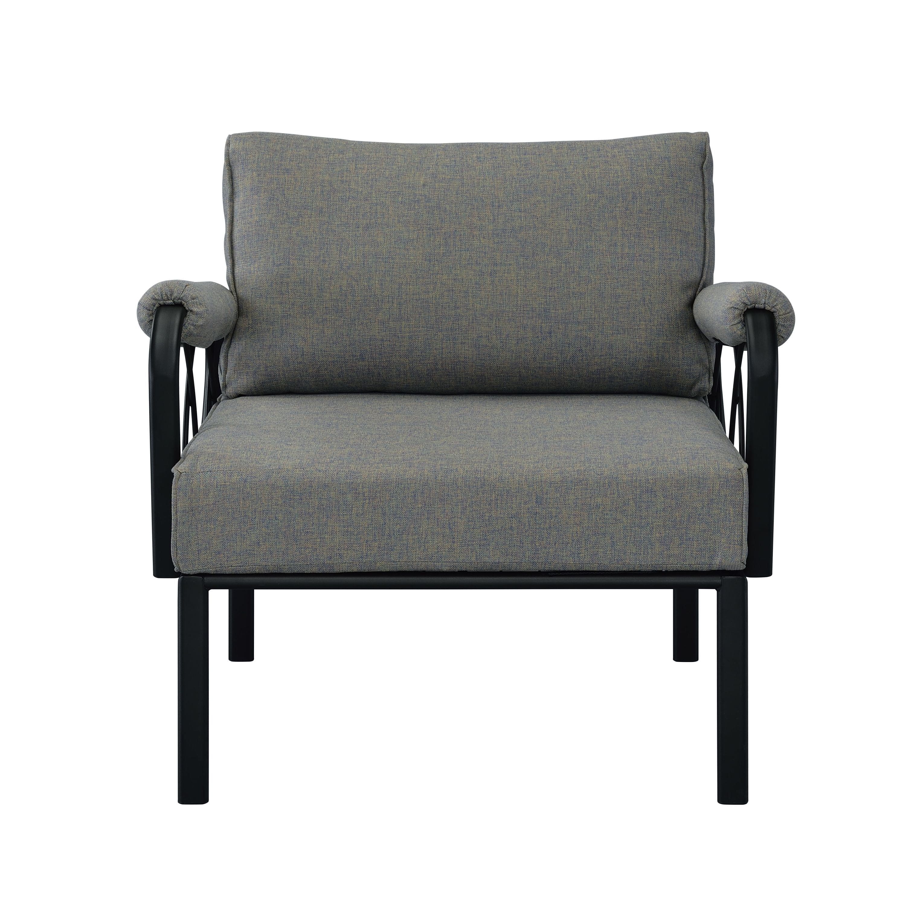 ACME Rajni Patio-Arm Chair, Gray Fabric & Black Finish OT01761