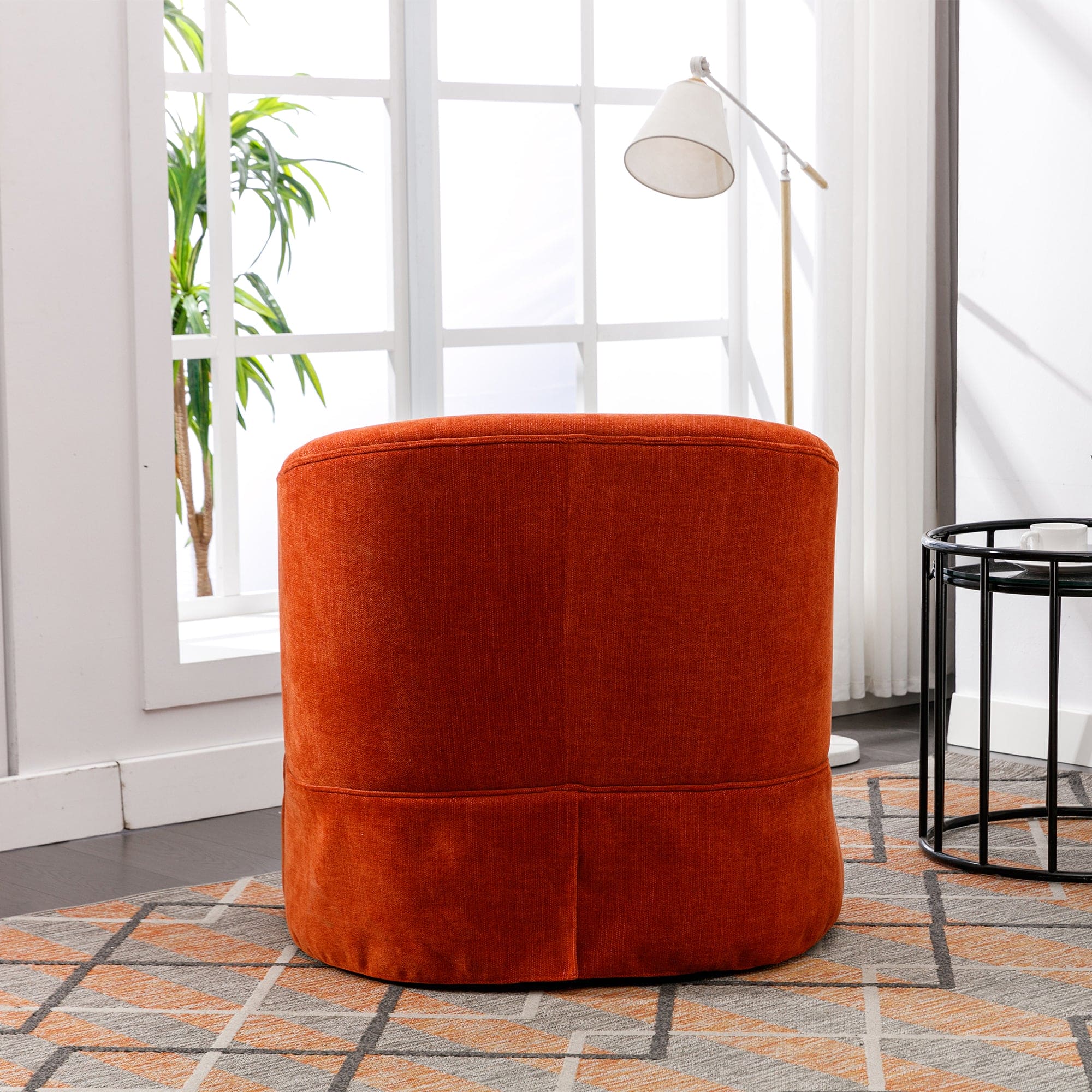 360-degree Swivel Accent  Armchair Linen Blend Orange