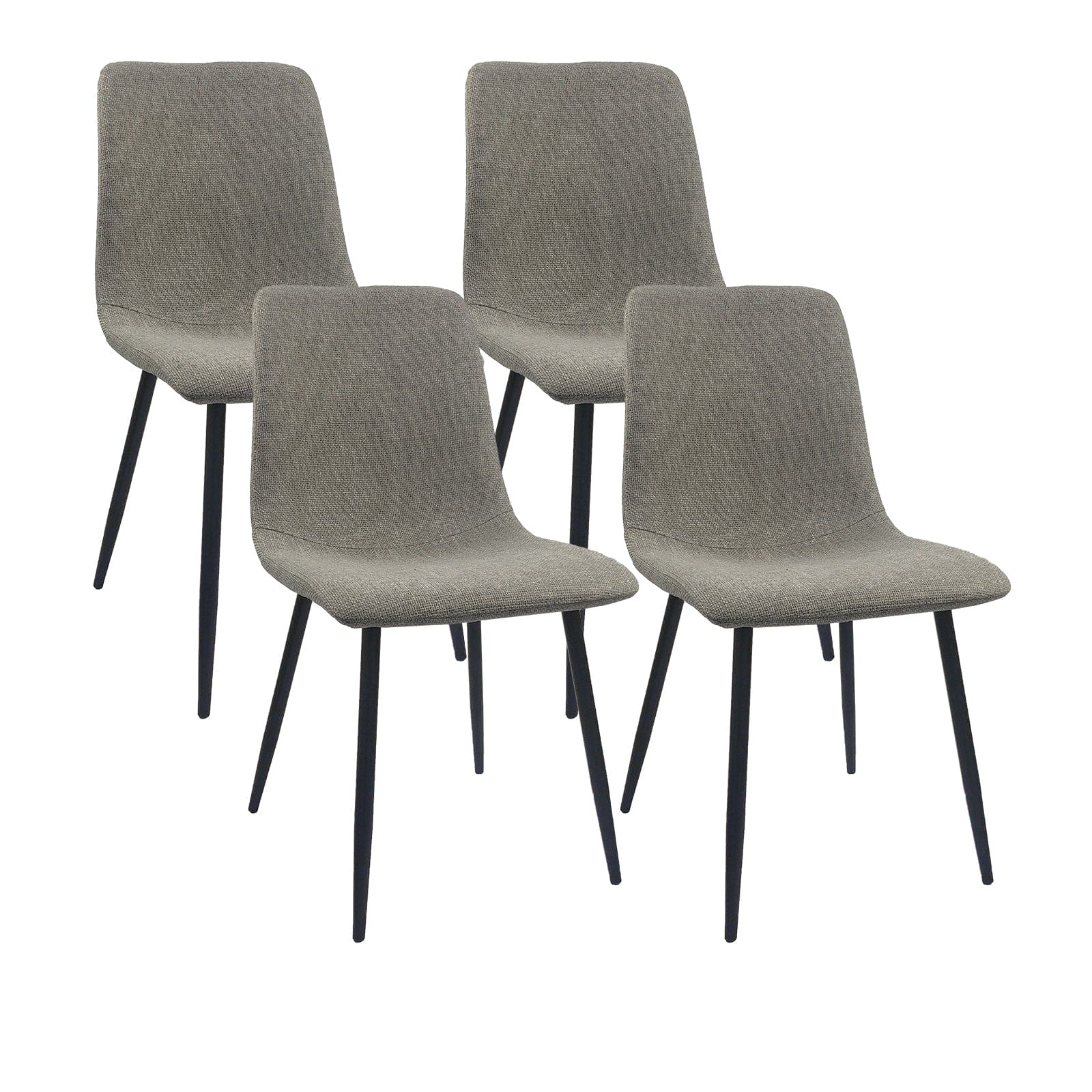 Dining Chairs Set of 4,Modern Kitchen  Dining Room Chairs,Upholstered Dining Accent Chairs in linen Cushion Seat and Sturdy Black Metal Legs(Grey)