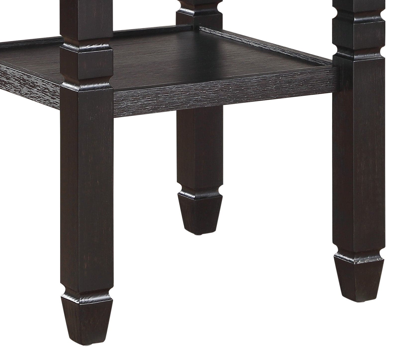 Brown and Black White Finish 1pc Dining Table with Display Shelf Transitional Style Furniture