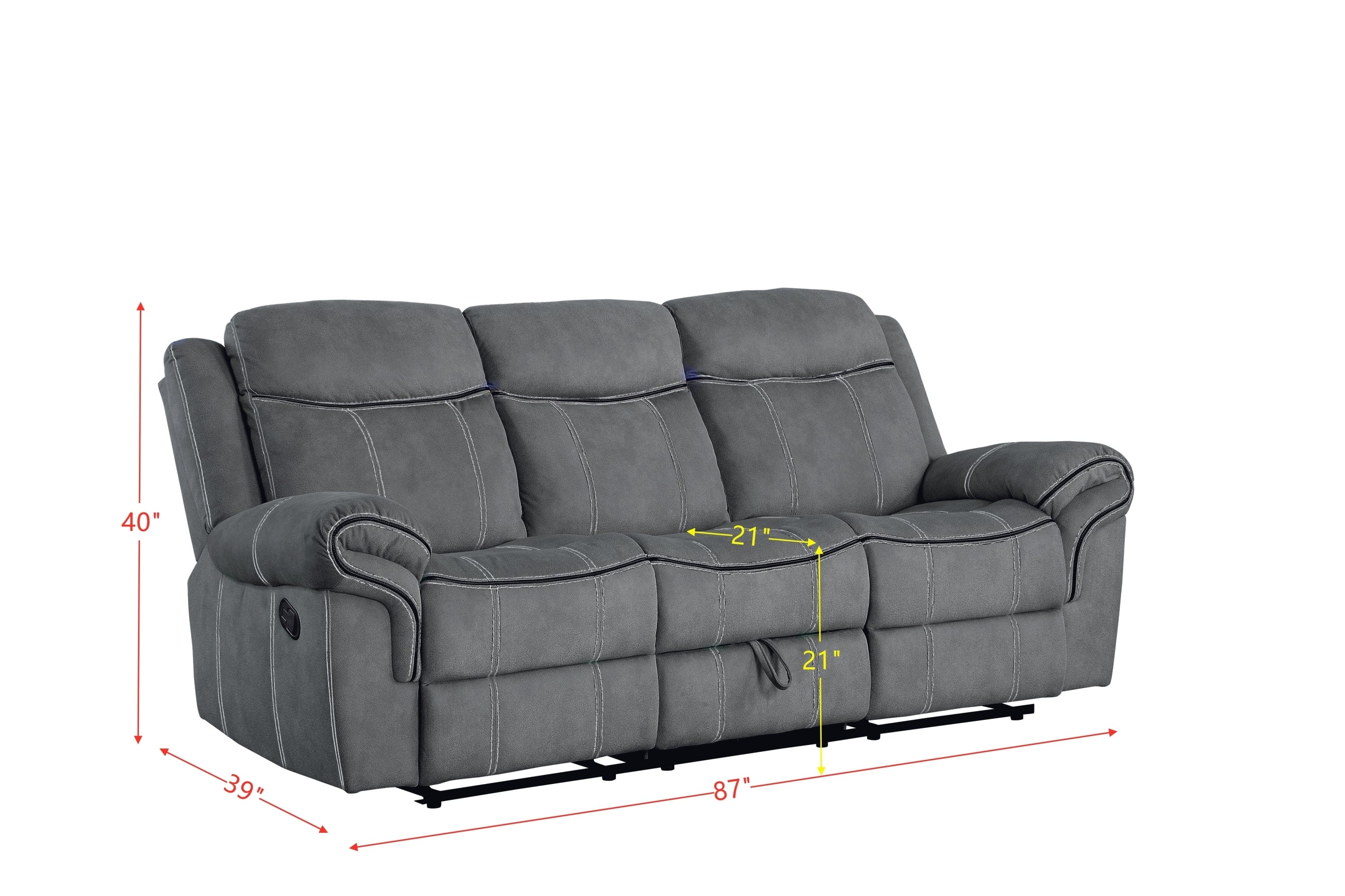 ACME Zubaida Sofa (Glider & Motion), 2-Tone Gray Velvet 55025