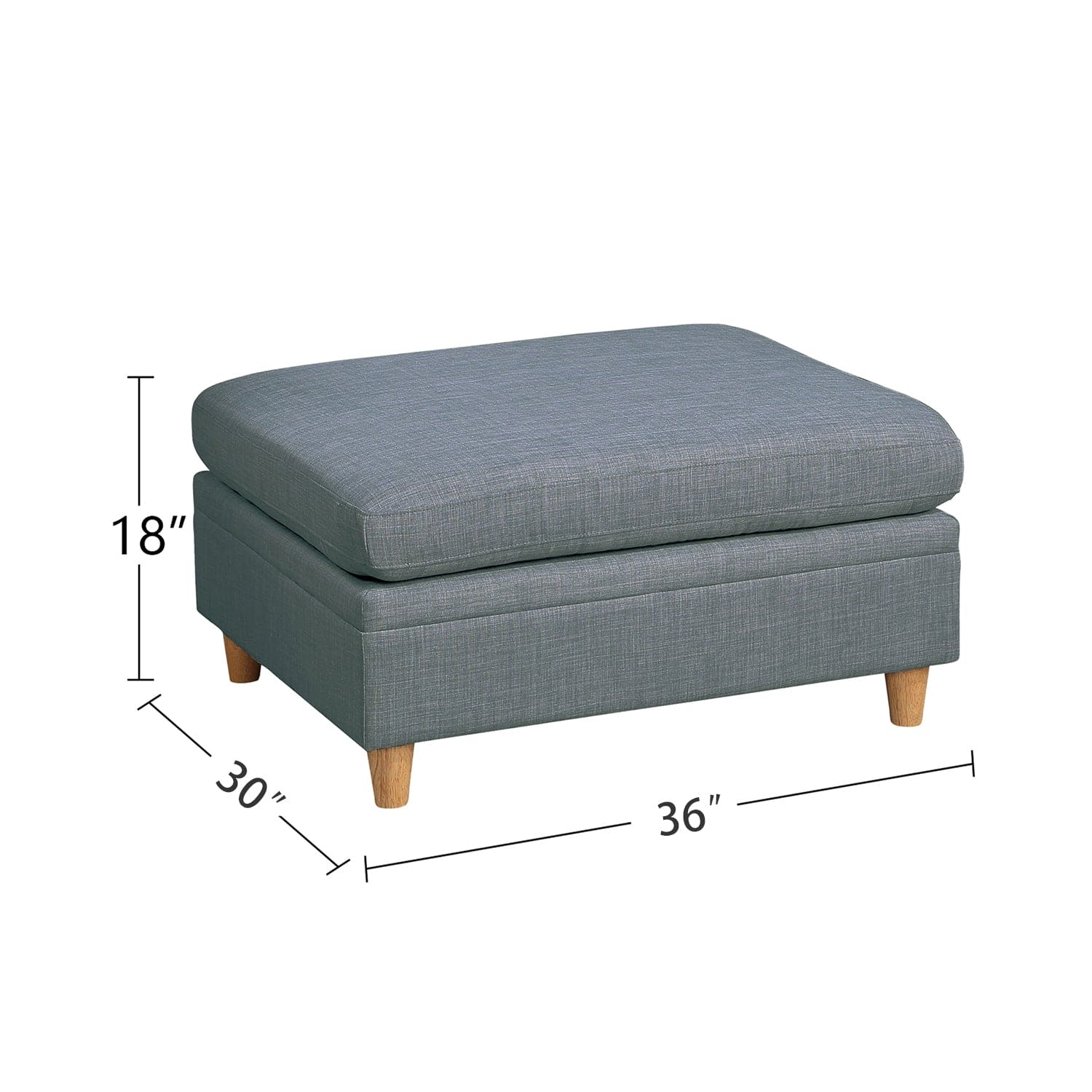 6 Piece Fabric Modular Set with Ottoman in Steel