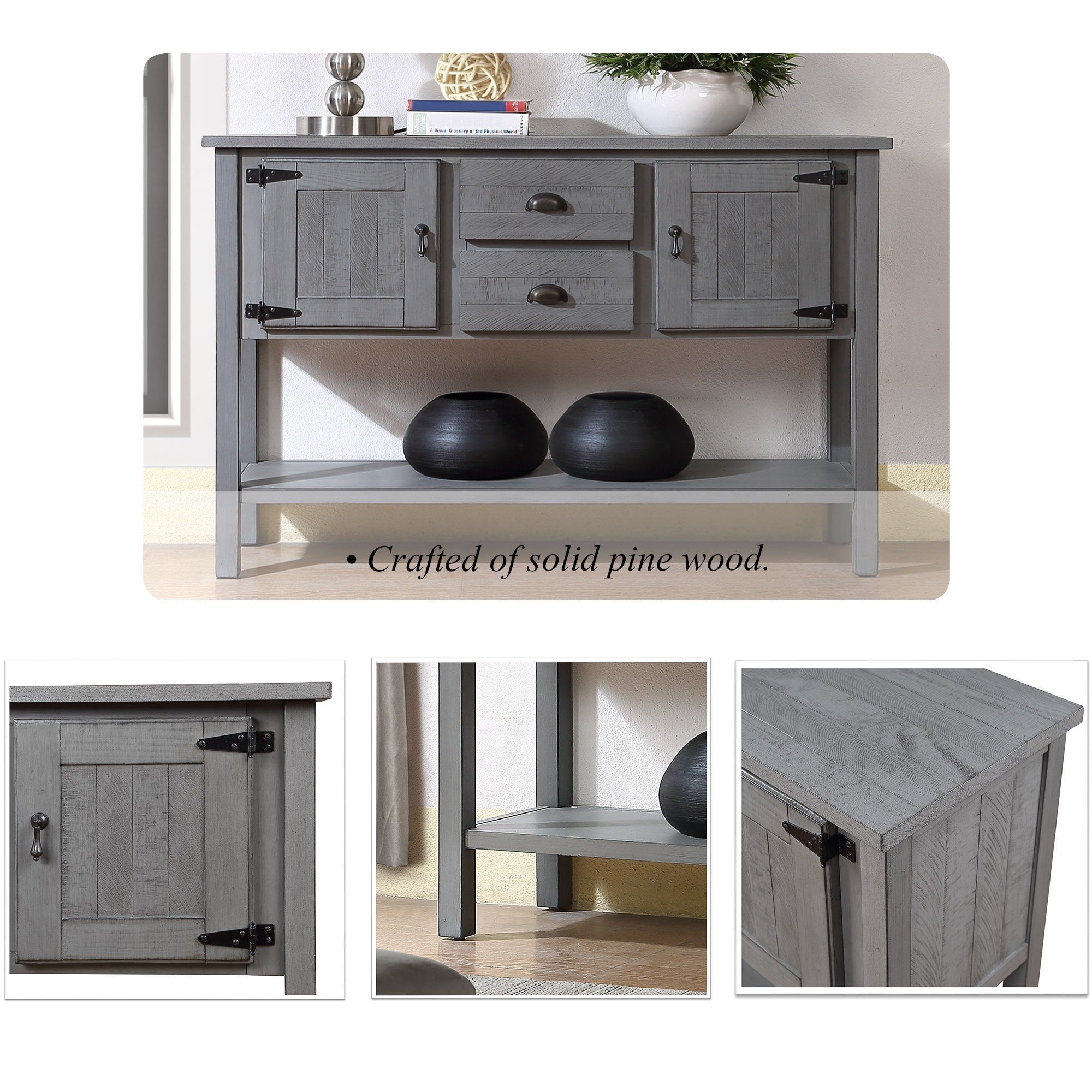 Wood Sideboard Console Table (Antique Gray)