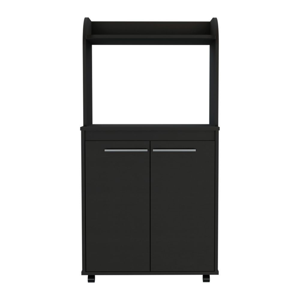 Charlotte 1-Shelf 2-Door Kitchen Pantry Black Wengue