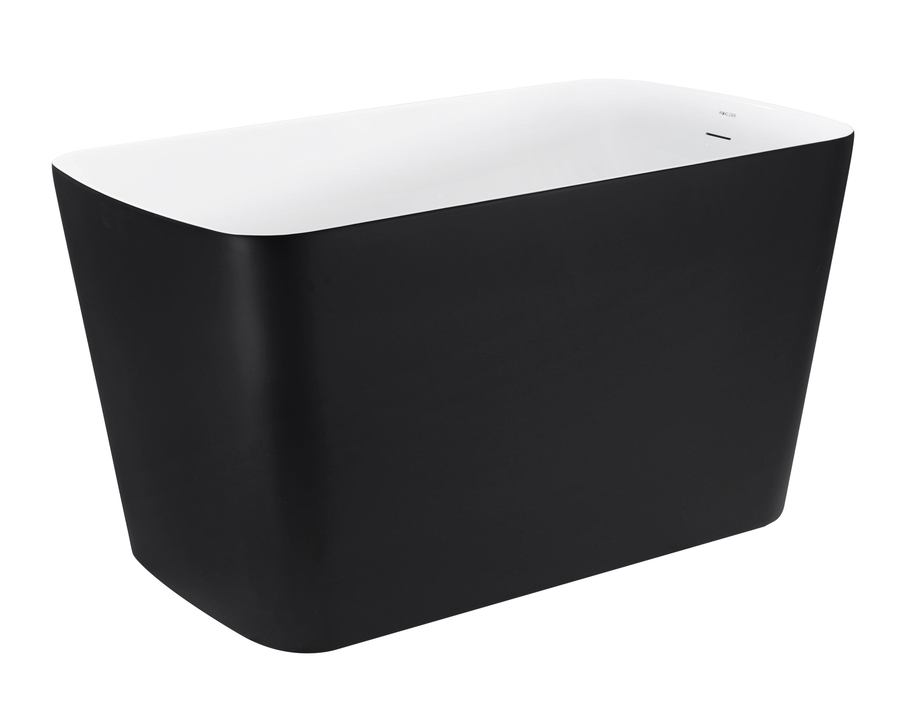 47" 100% Acrylic Freestanding Bathtub，Contemporary Soaking Tub，white inside black outside