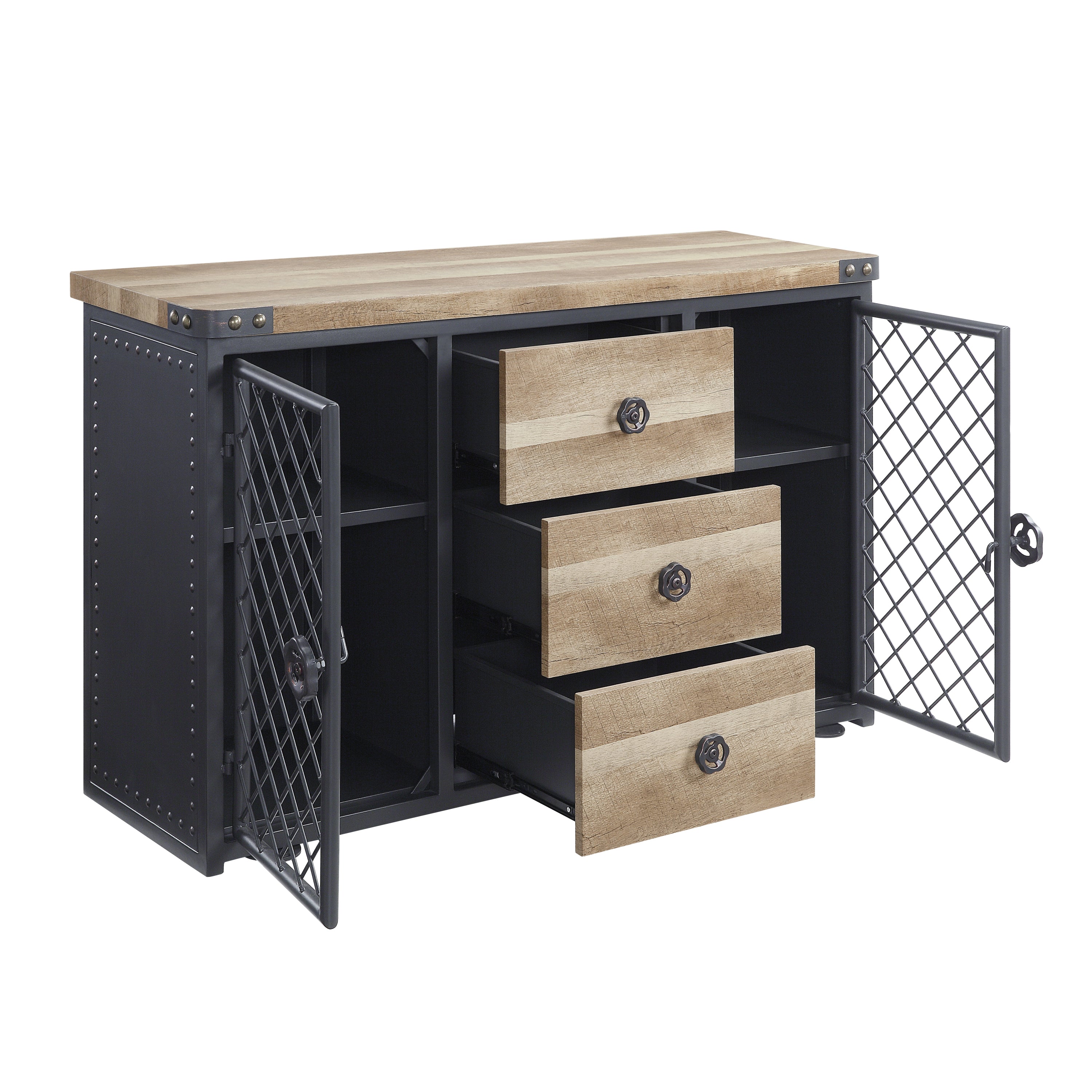 ACME Edina Server, Oak & Sandy Black Finish DN01059