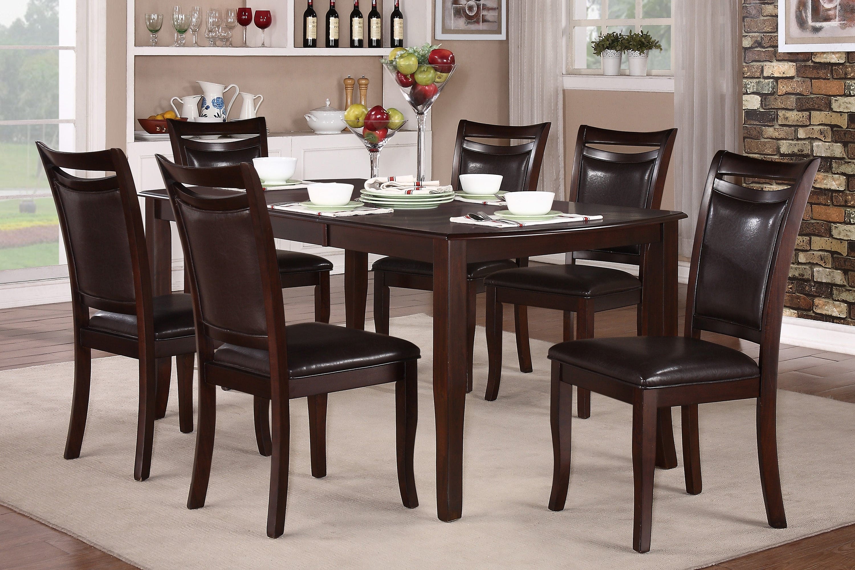 Dark Cherry Finish Simple Design 1pc Dining Table with Separate Extension Leaf Mango Veneer Wood Dining Furniture