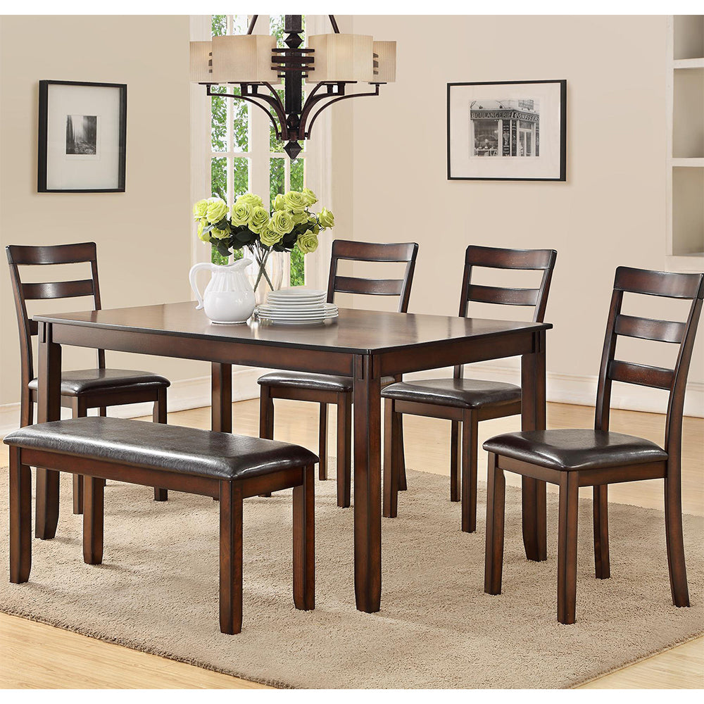 Modern 6 Piece Dining Set, Brown