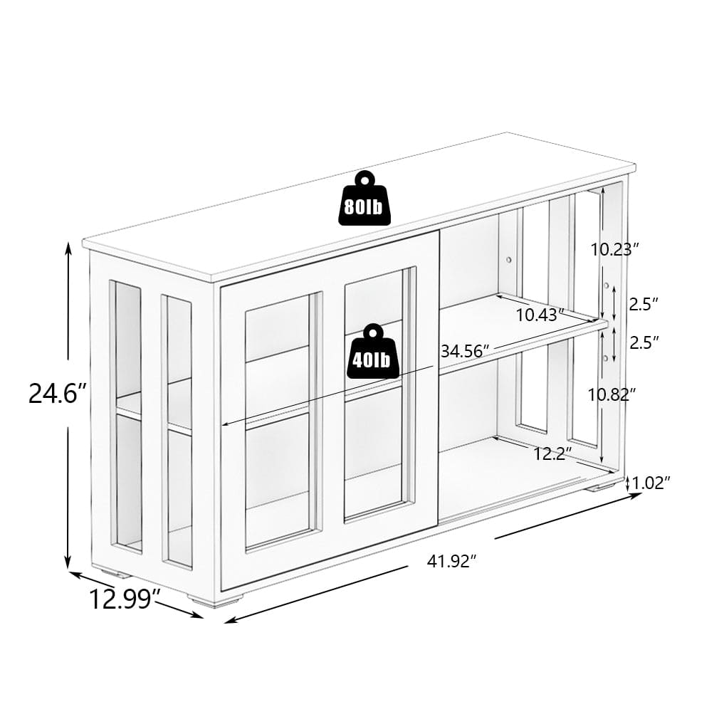 Kitchen Storage Stand Cupboard With Glass Door-White