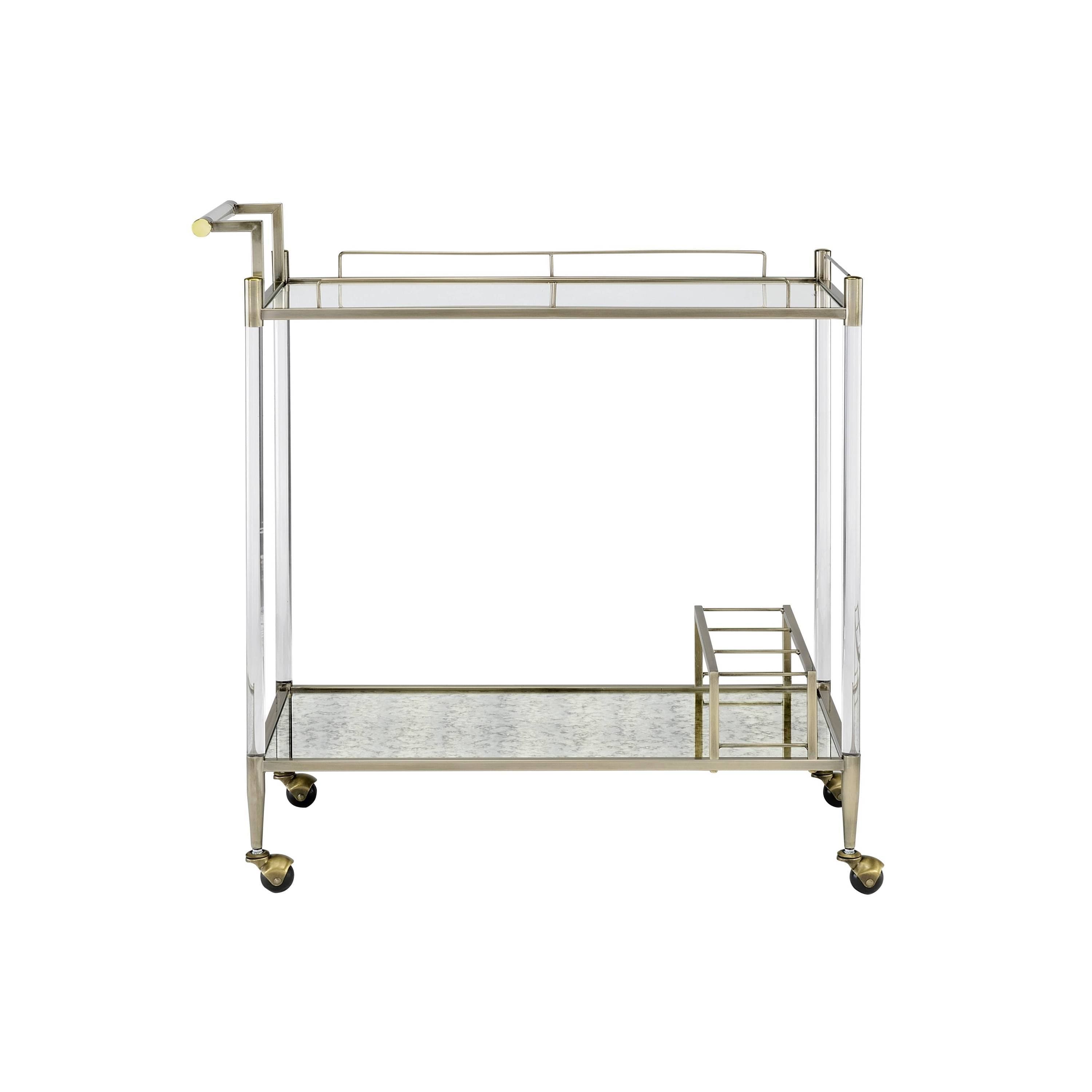 ACME Cirro Serving Cart in Antique Mirror & Wire Brass AC00160