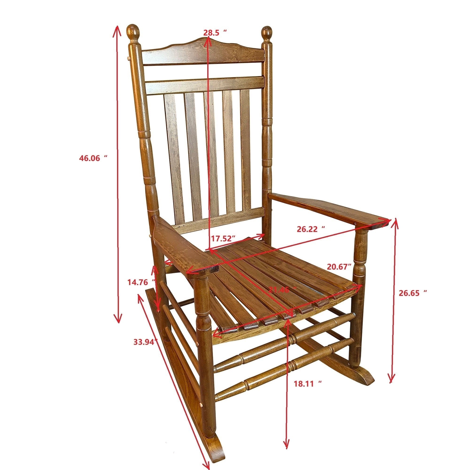 BALCONY PORCH ADULT ROCKING CHAIR  OAK