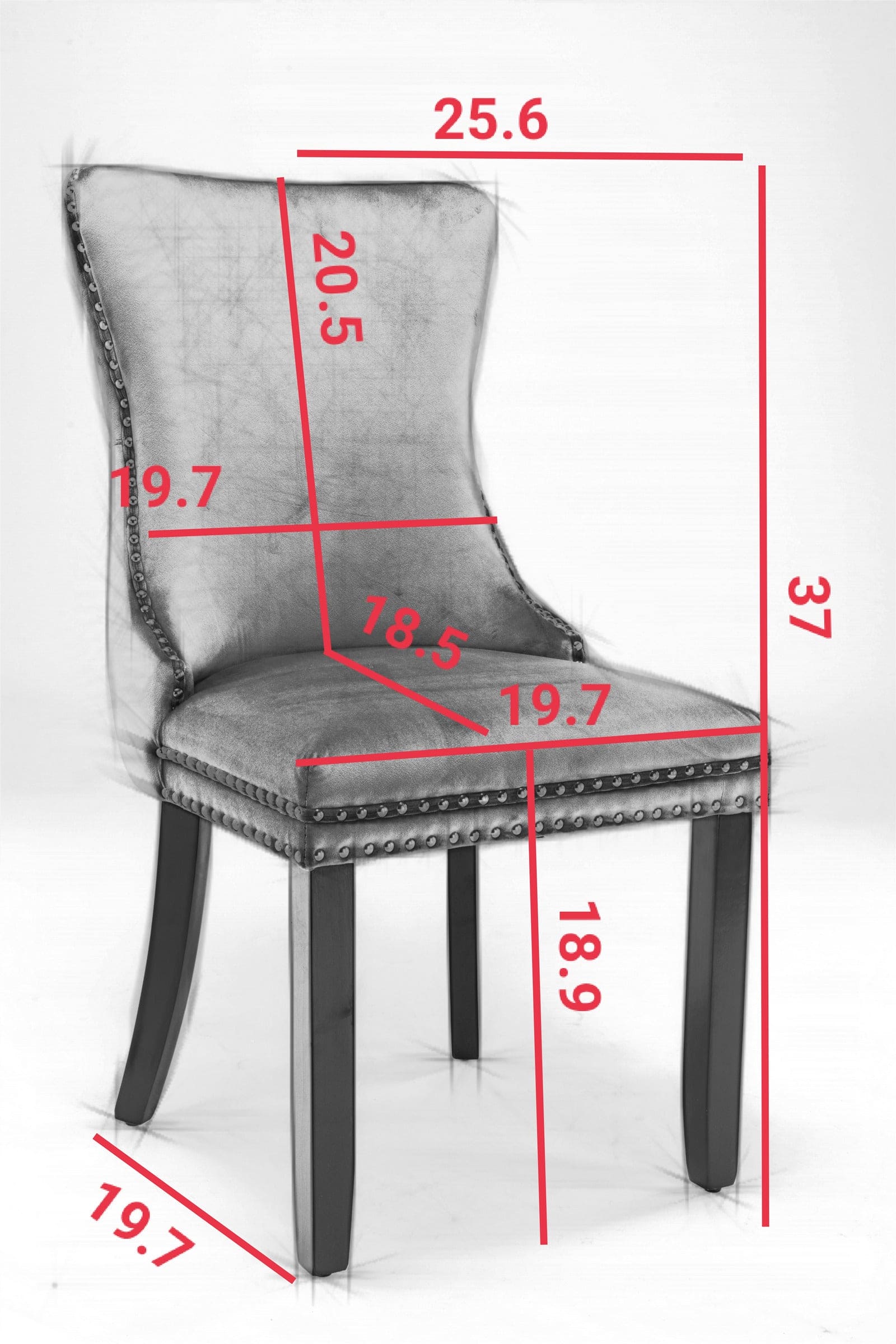 Upholstered Wing-Back Dining Chair with Backstitching Nailhead Trim and Solid Wood Legs,Set of 2, Black,SW8809BK, KD