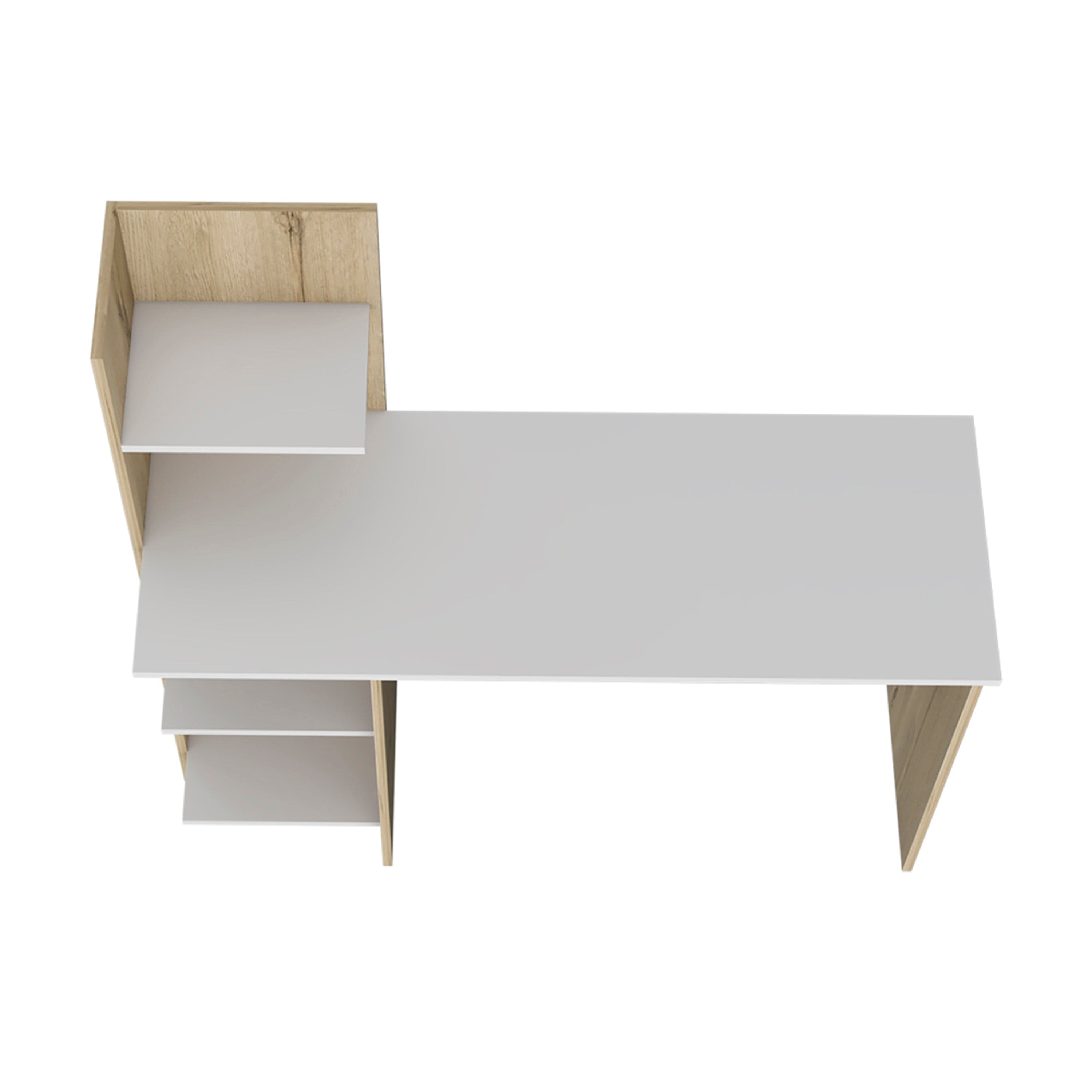 Desk Wichita, Four Shelves, Light Oak / White Finish