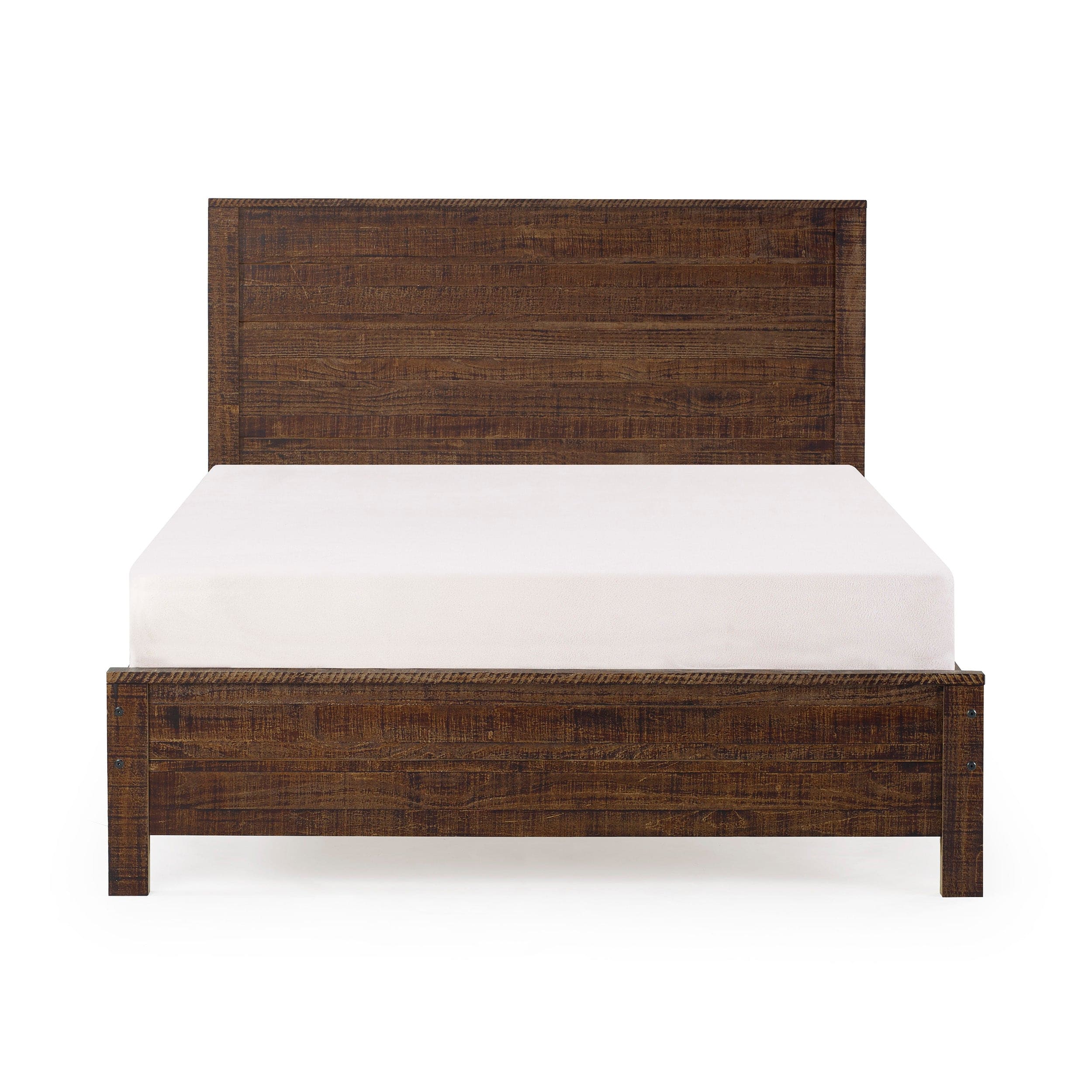 Yes4wood Albany Solid Wood Espresso Bed, Modern Rustic Wooden Full Size Bed Frames Box Spring Needed