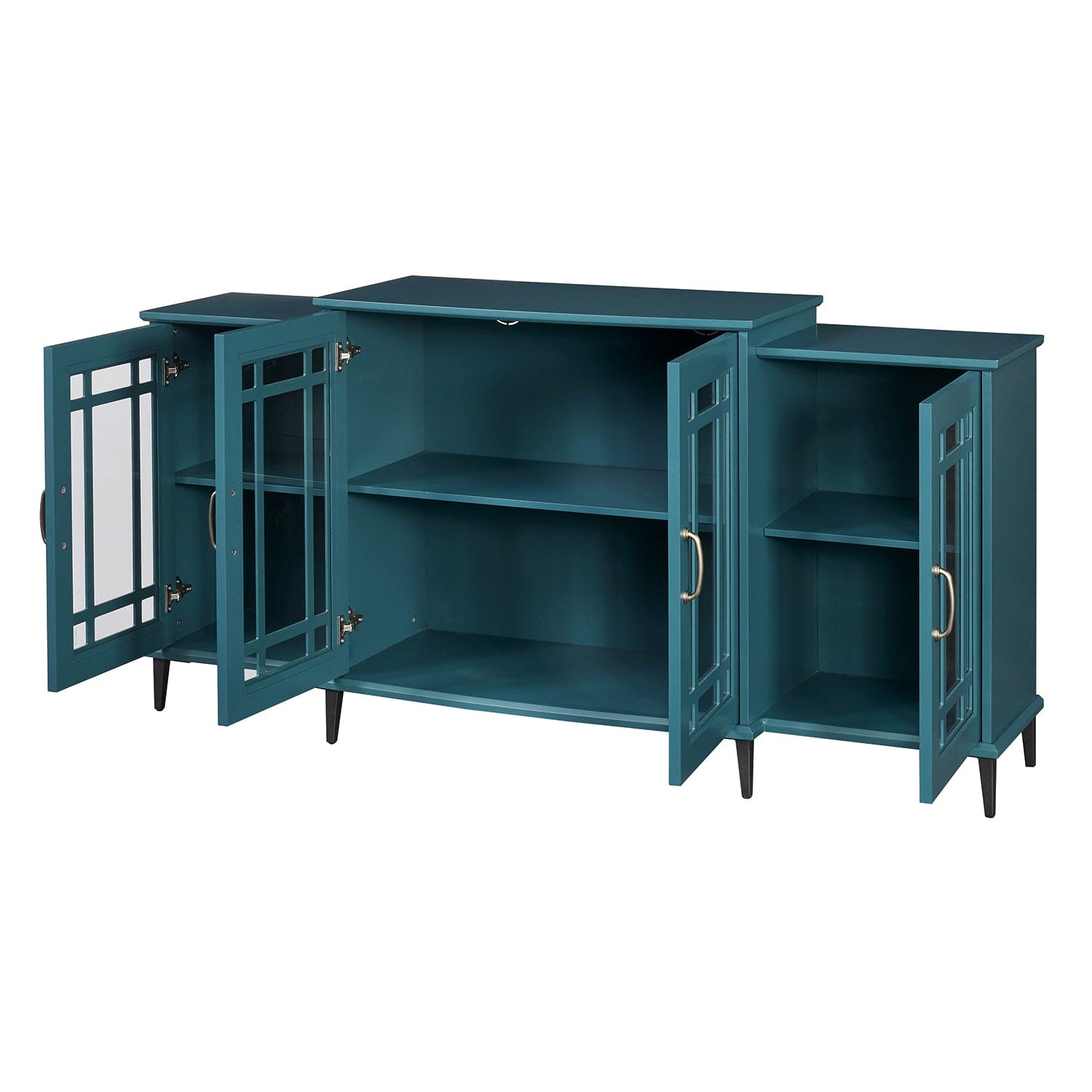 62" TV Stand, Buffet Sideboard Cabinet, Teal Blue