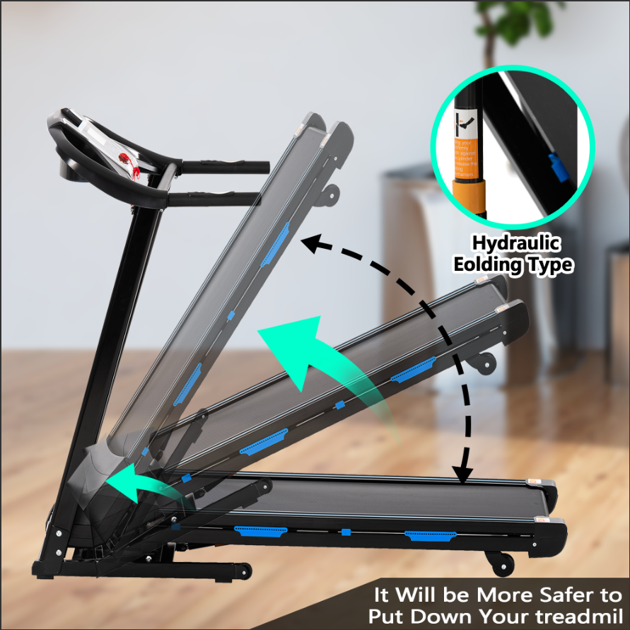 Treadmills for Home, Electric Treadmill with  Automatic Incline, Foldable 3.25HP Workout Running Machine Walking, Double Running Board Shock Absorption Pulse Sensor Bluetooth Speaker APP FITSHOW.