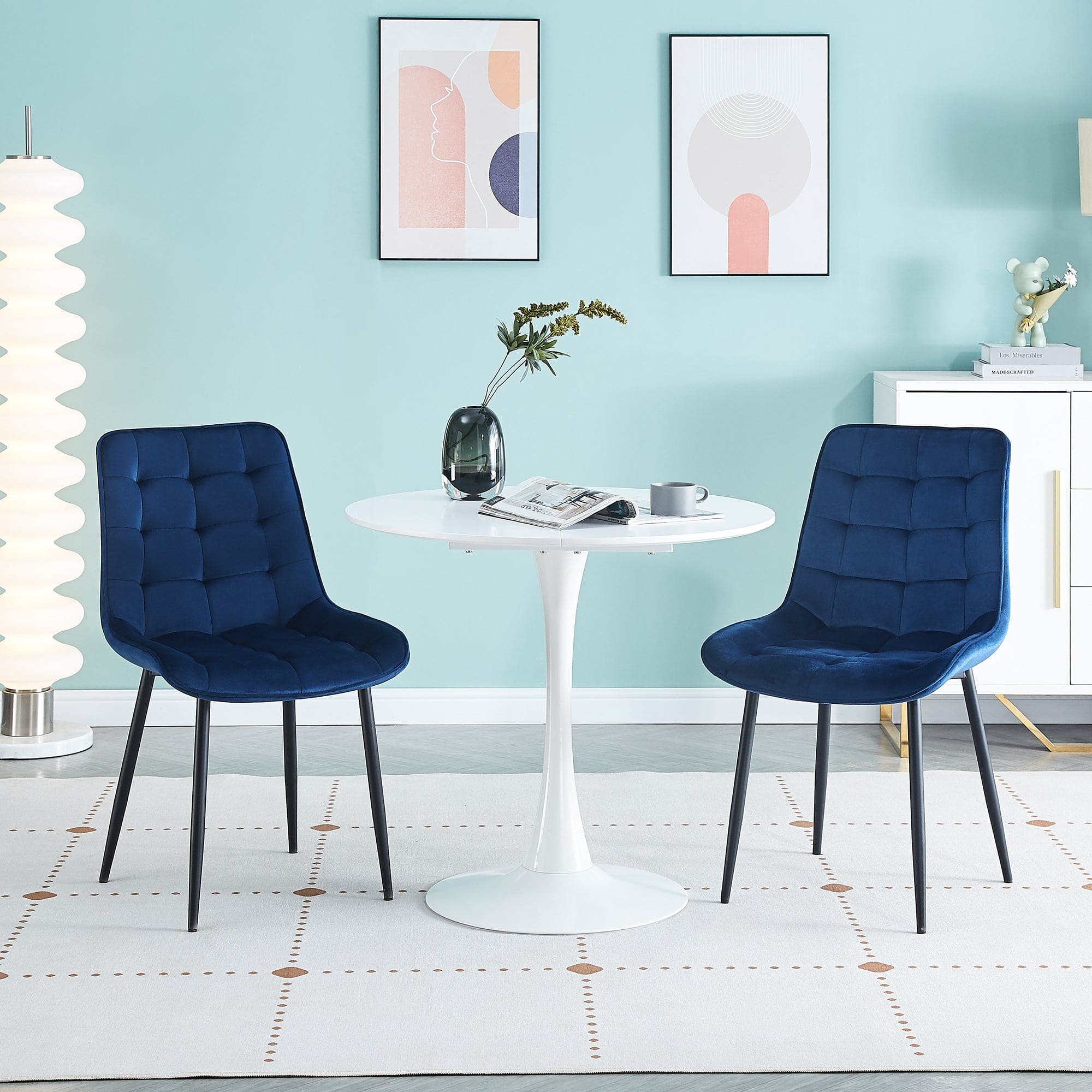 Dining Chair 2PCS（BLUE），Modern style，New technology，Suitable for restaurants, cafes, taverns, offices, living rooms, reception rooms.Simple structure, easy installation.