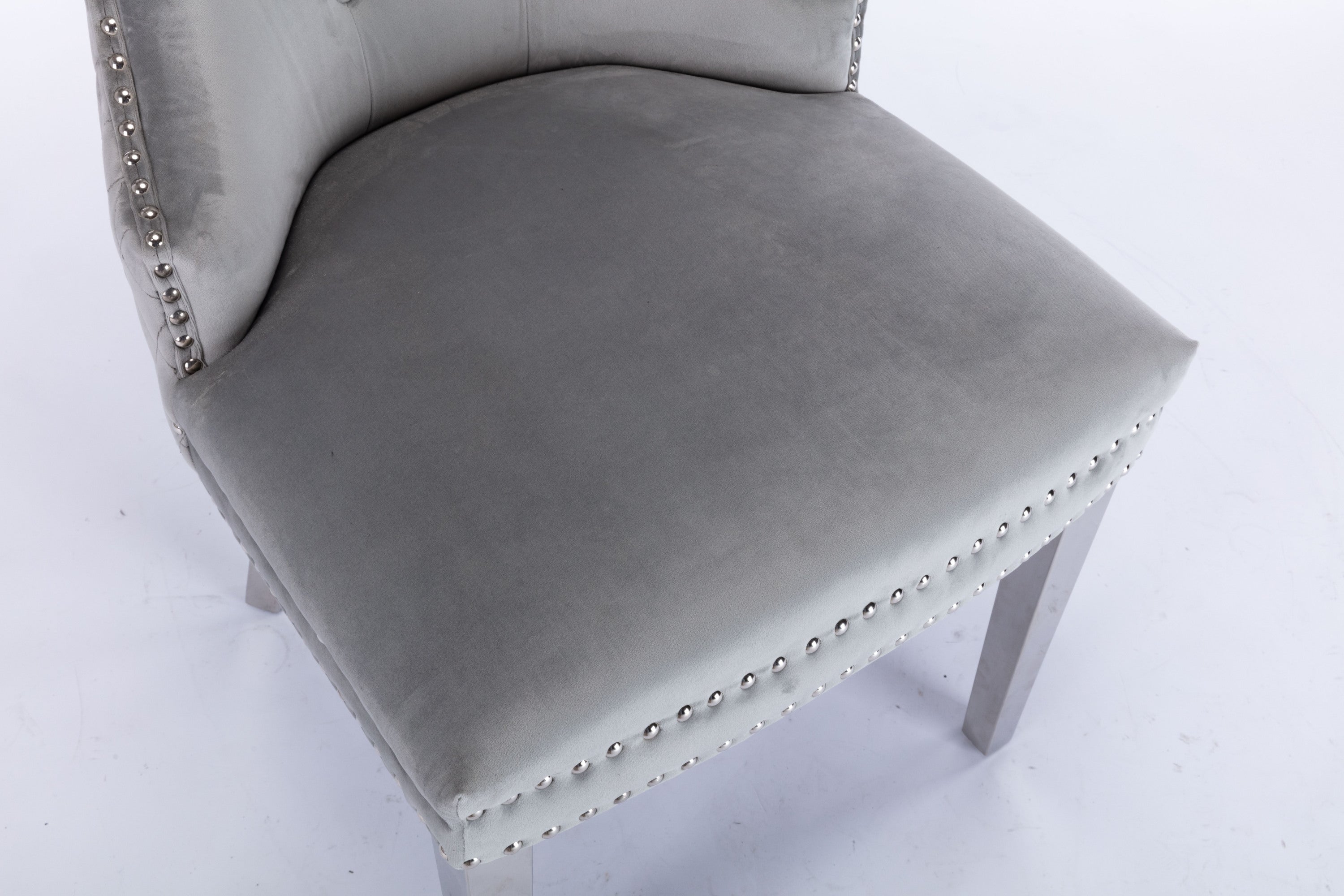 Simba Stainless Steel 2 Piece Chair Finish with Velvet Fabric in Light Gray