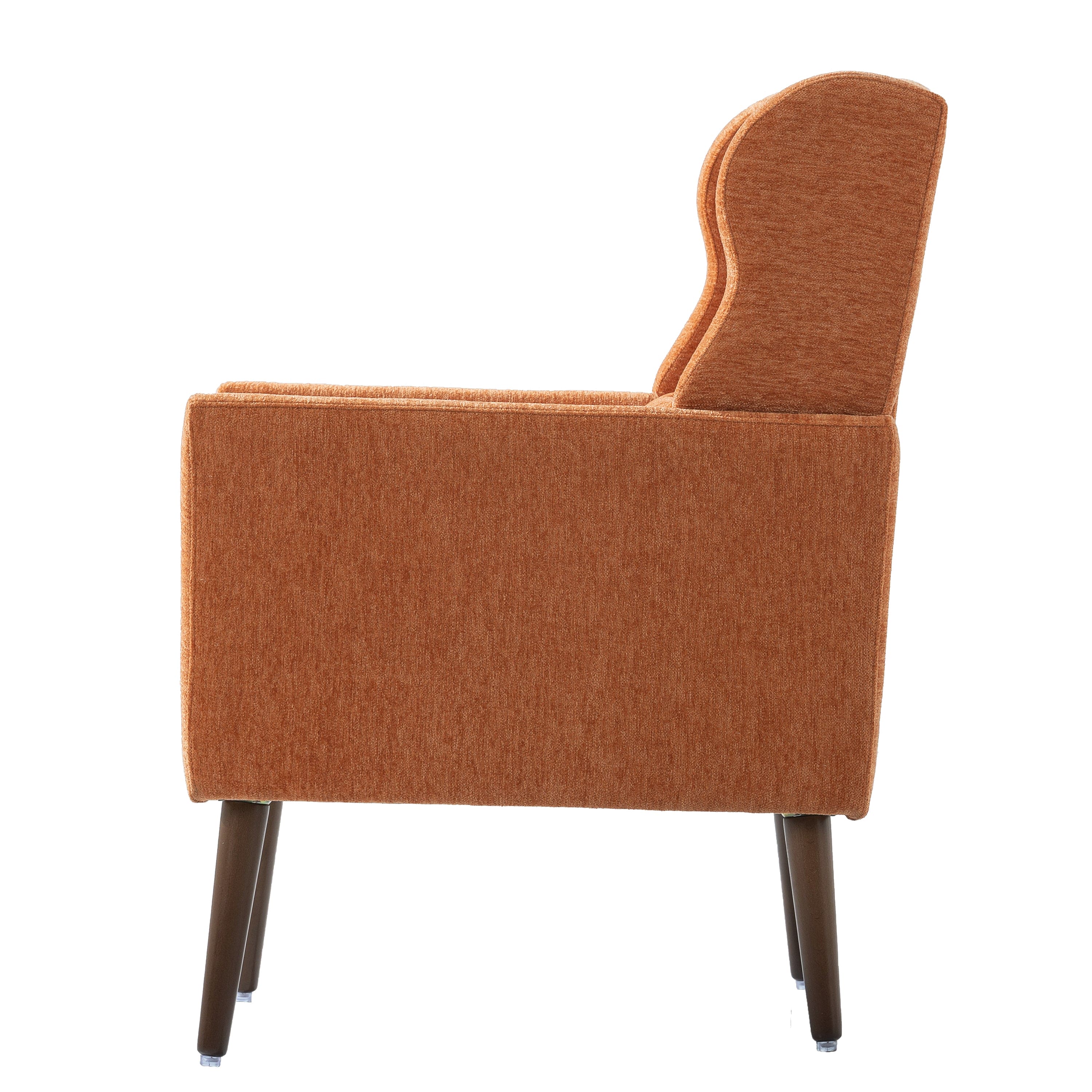 Modern Accent Chair Upholstered Foam Filled Living Room Chairs Comfy Reading Chair Mid Century Modern Chair with Chenille Fabric Lounge Arm Chairs Armchair for Living Room Bedroom (Orange)