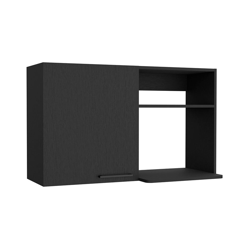 Kitchen Wall Cabinet Bussolengo, Two Shelves, Black Wengue Finish