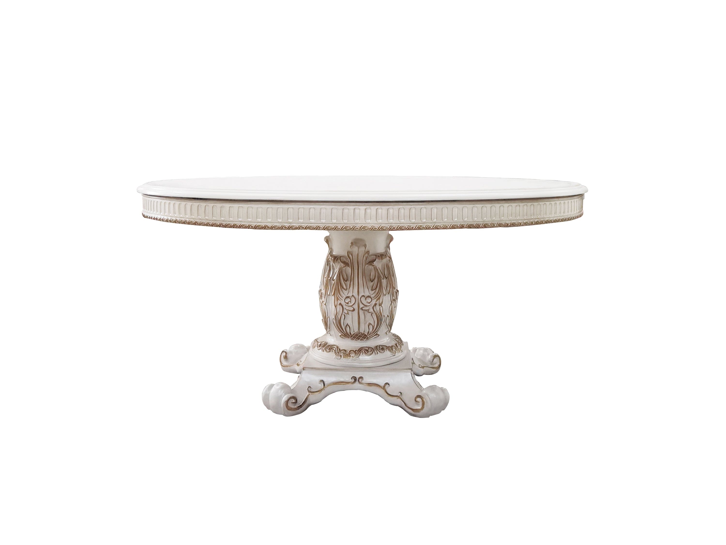 ACME Vendome DINING TABLE Antique Pearl Finish DN01222