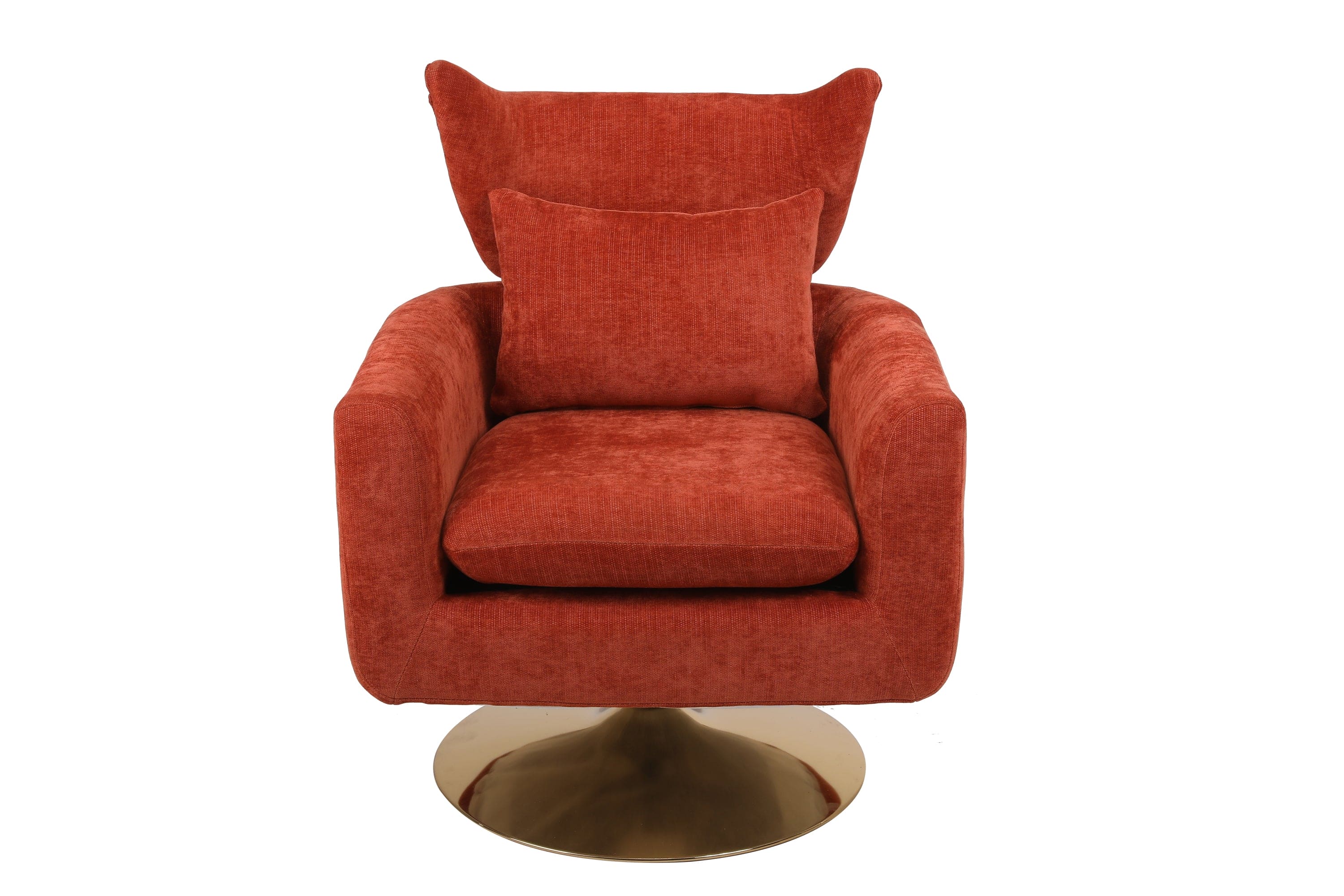 Classic Mid-Century 360-degree Swivel  Accent Chair, Orange Linen