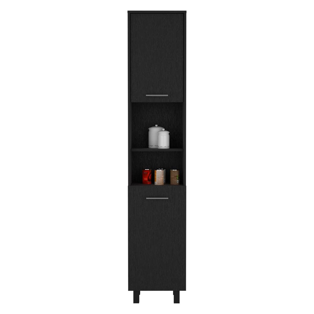 Pantry Cabinet Almada, Three Interior Shelves, Black Wengue Finish