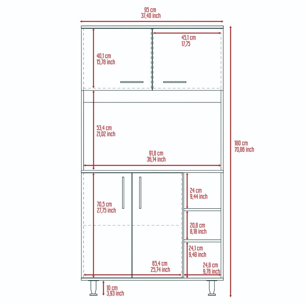 Ralston 2-Piece Kitchen Set, Kitchen Island and Pantry Cabinet, White and Onyx