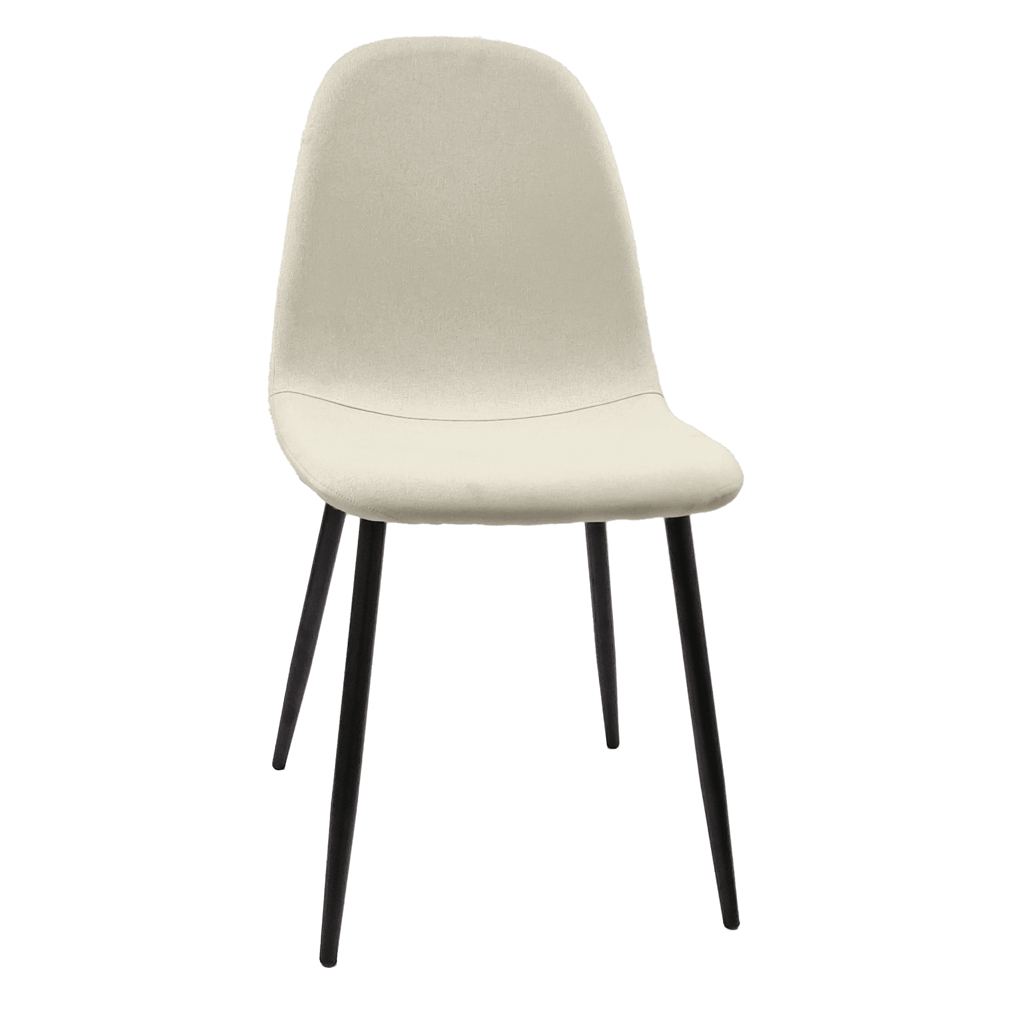 Dining Chairs Set of 4, Modern Accent Chairs with Linen Fabric Upholstered Seat, Spoon Shape Kitchen Chair with Black Metal Legs Dining Side Chairs for Dining Room Kitchen (Beige)