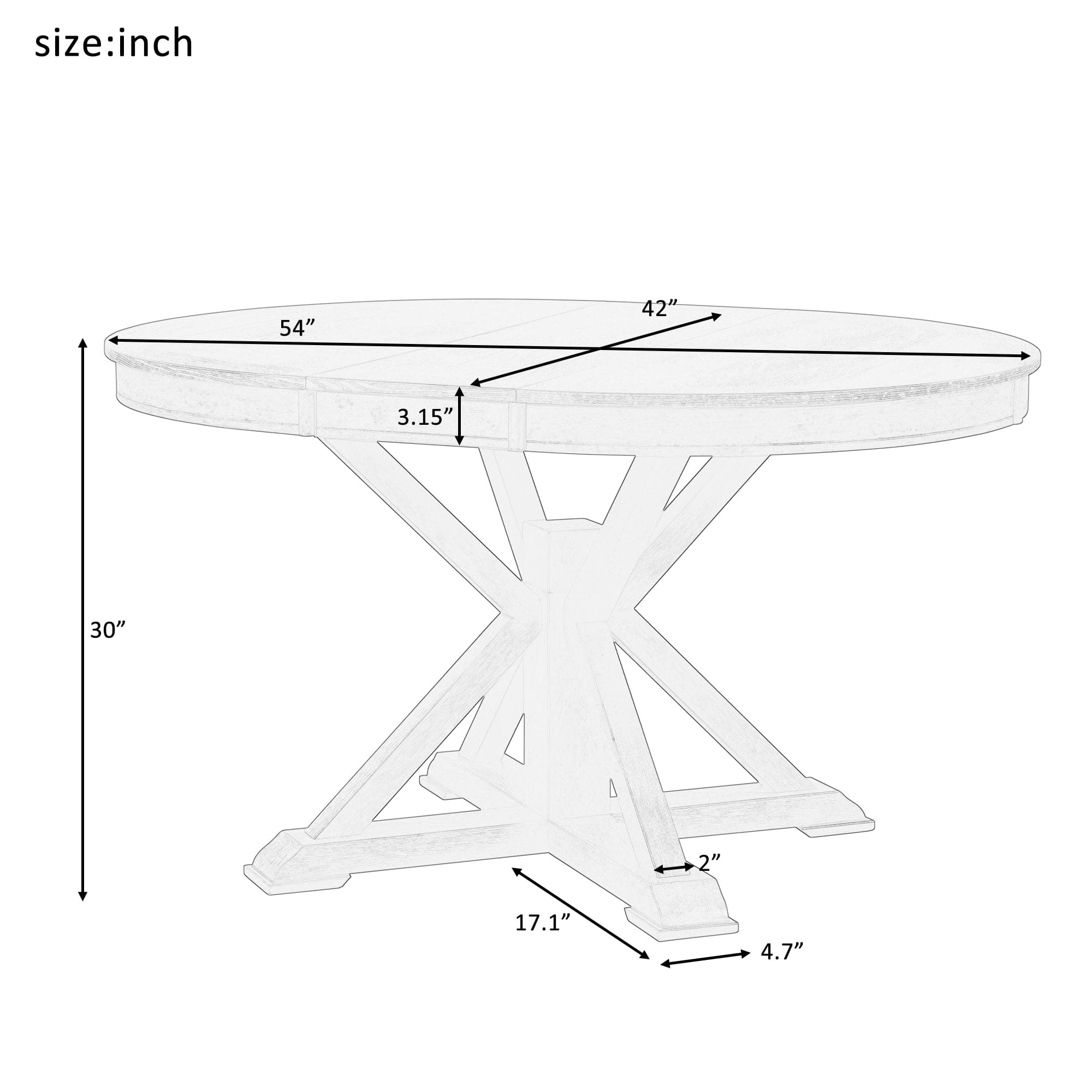 TREXM Retro Functional Extendable Dining Table with a 12" Leaf for Dining Room and Living Room (Natural Wood Wash)