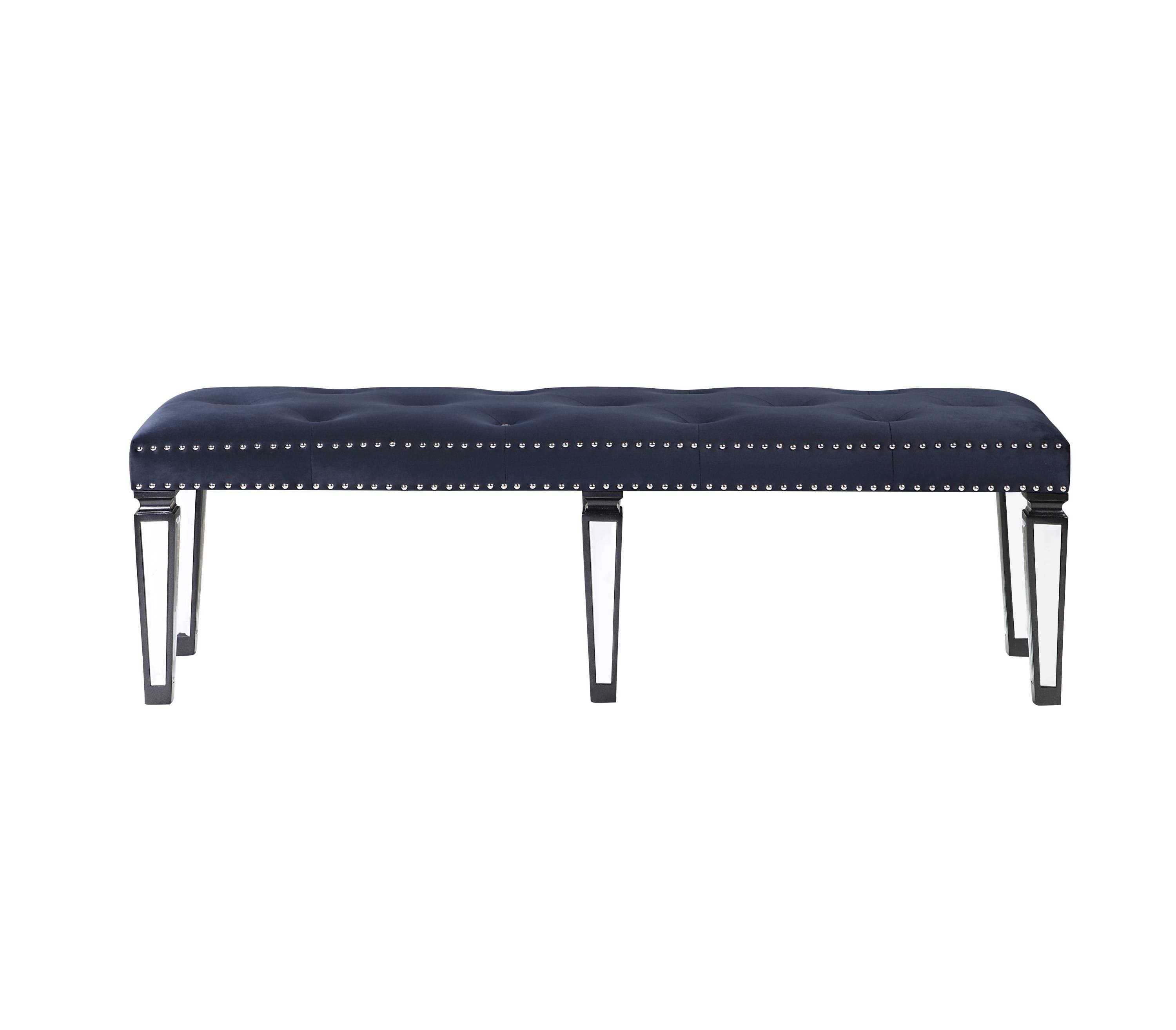 ACME Varian II Bench in Black Velvet & BLACK & Sliver FINISH BD00589