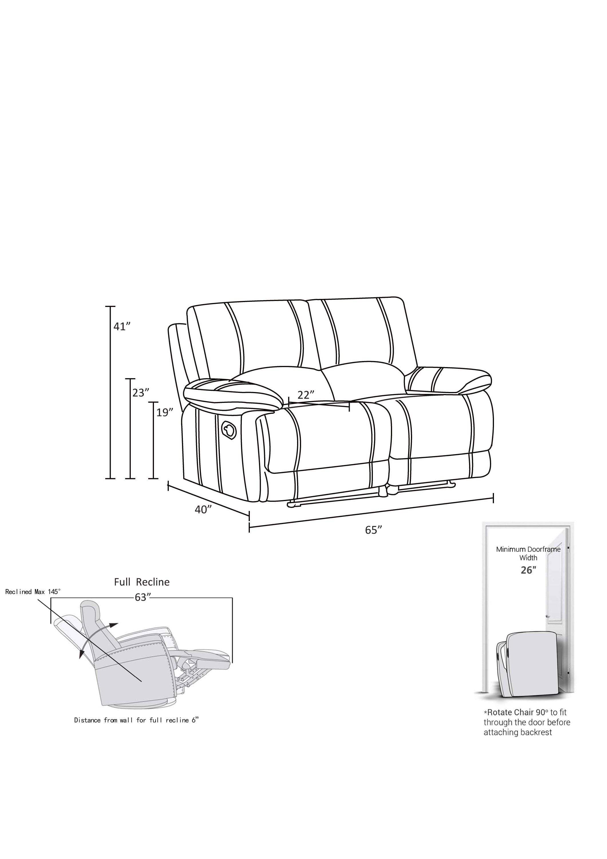 Global United Leather-Air Recliining  Loveseat