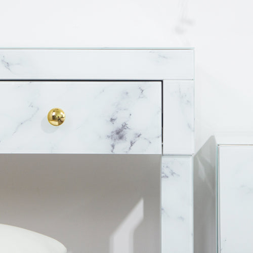 Tempered glass marble texture dressing table