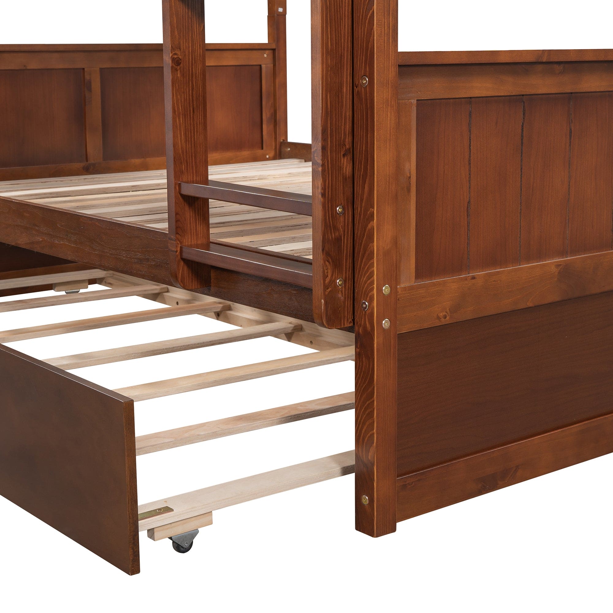 Full Over Full Bunk Bed with Twin Size Trundle, Walnut (old sku: LP000250AAL)