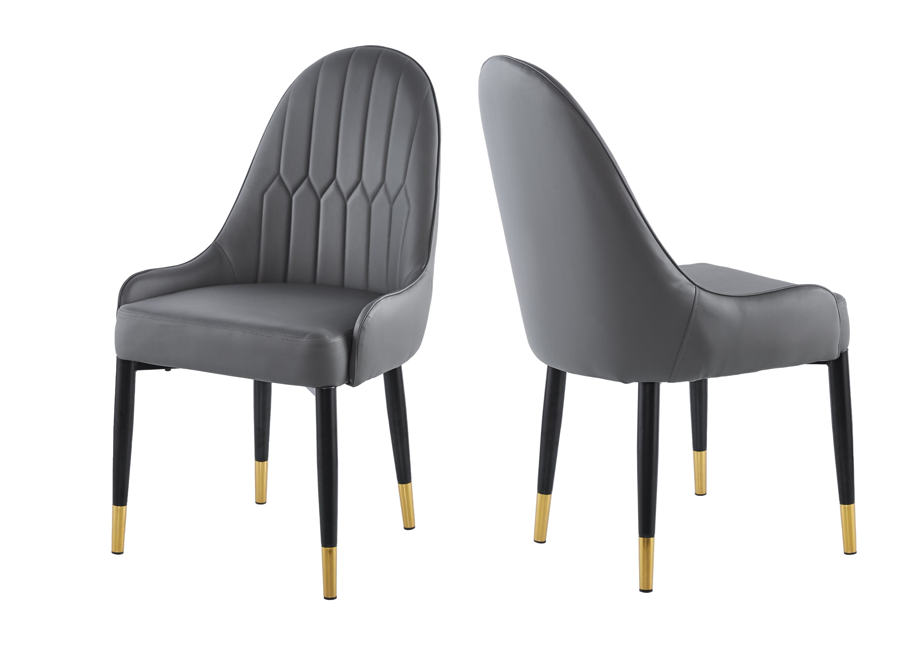 Modern Leather Dining Chair Set of 2, Upholstered Accent Dining Chair, Legs with Black Plastic Tube Plug