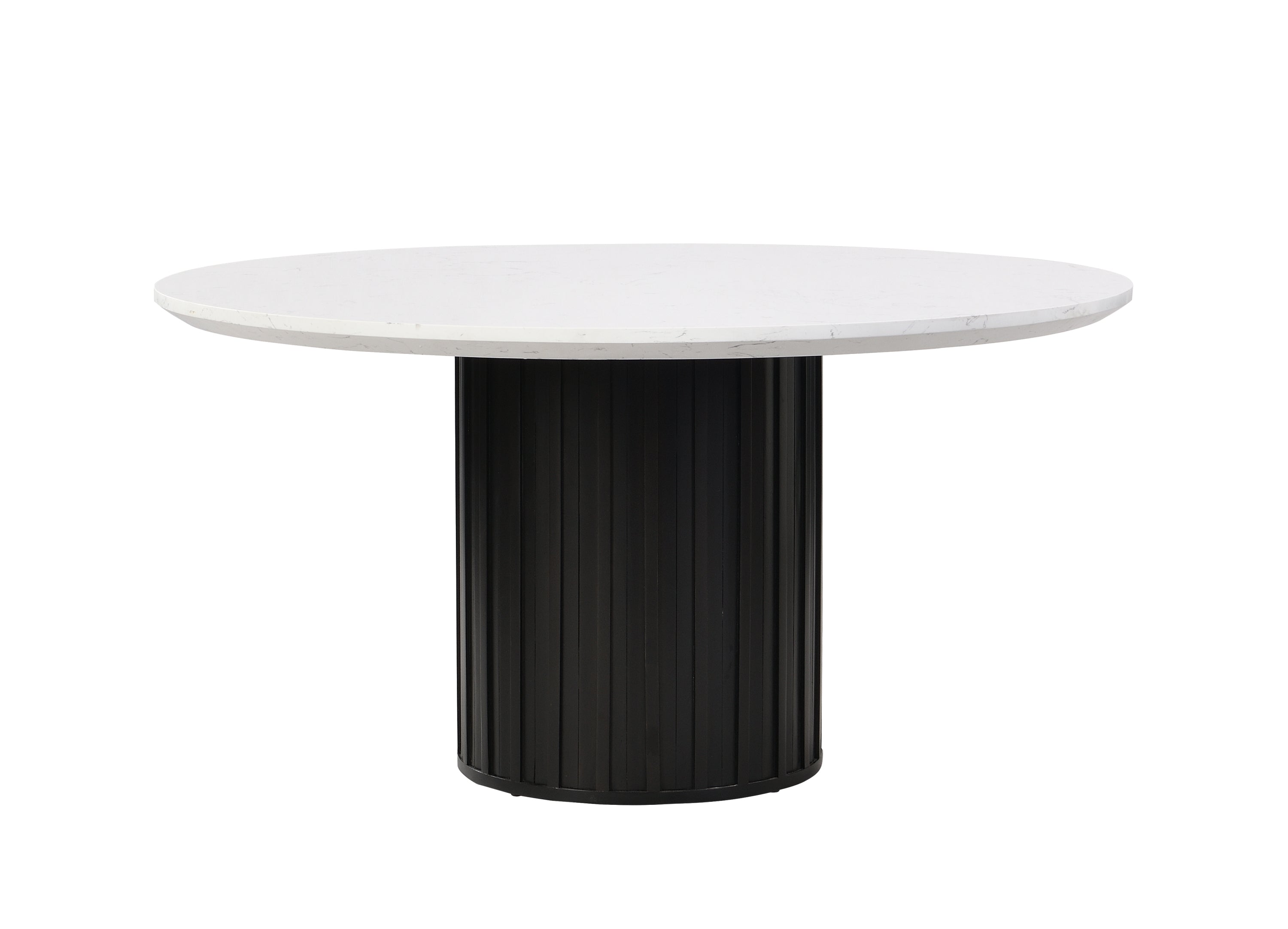 ACME Jaramillo Round Dining Table, Engineering Marble Top & Black Finish DN02141