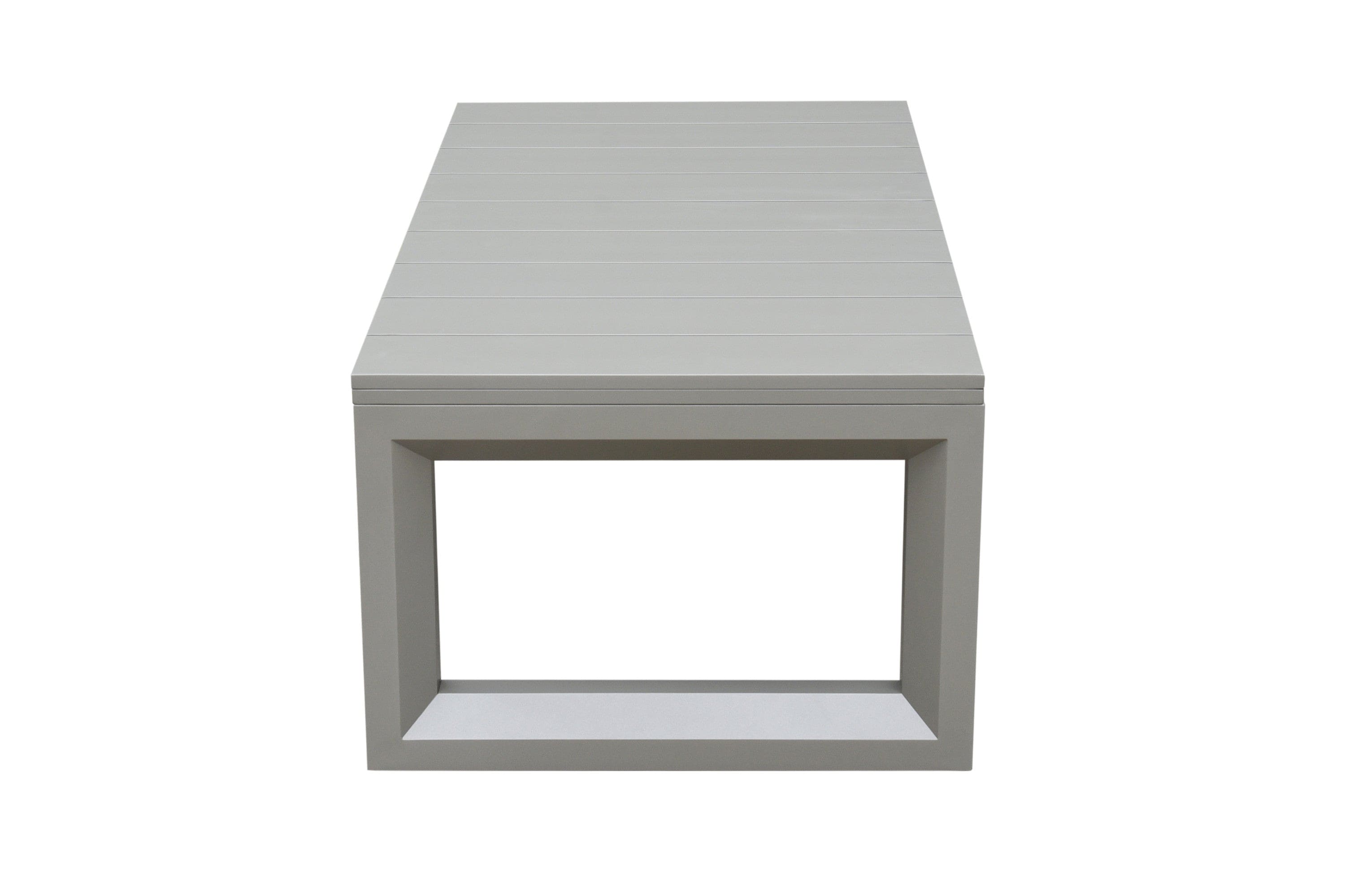 Outdoor Showcase: Contemporary Cocktail Table - Neutral Style, Beveled End Panels, Geometric Pattern - Rust-Resistant, Scratch & Weather-Resistant Aluminum Fram