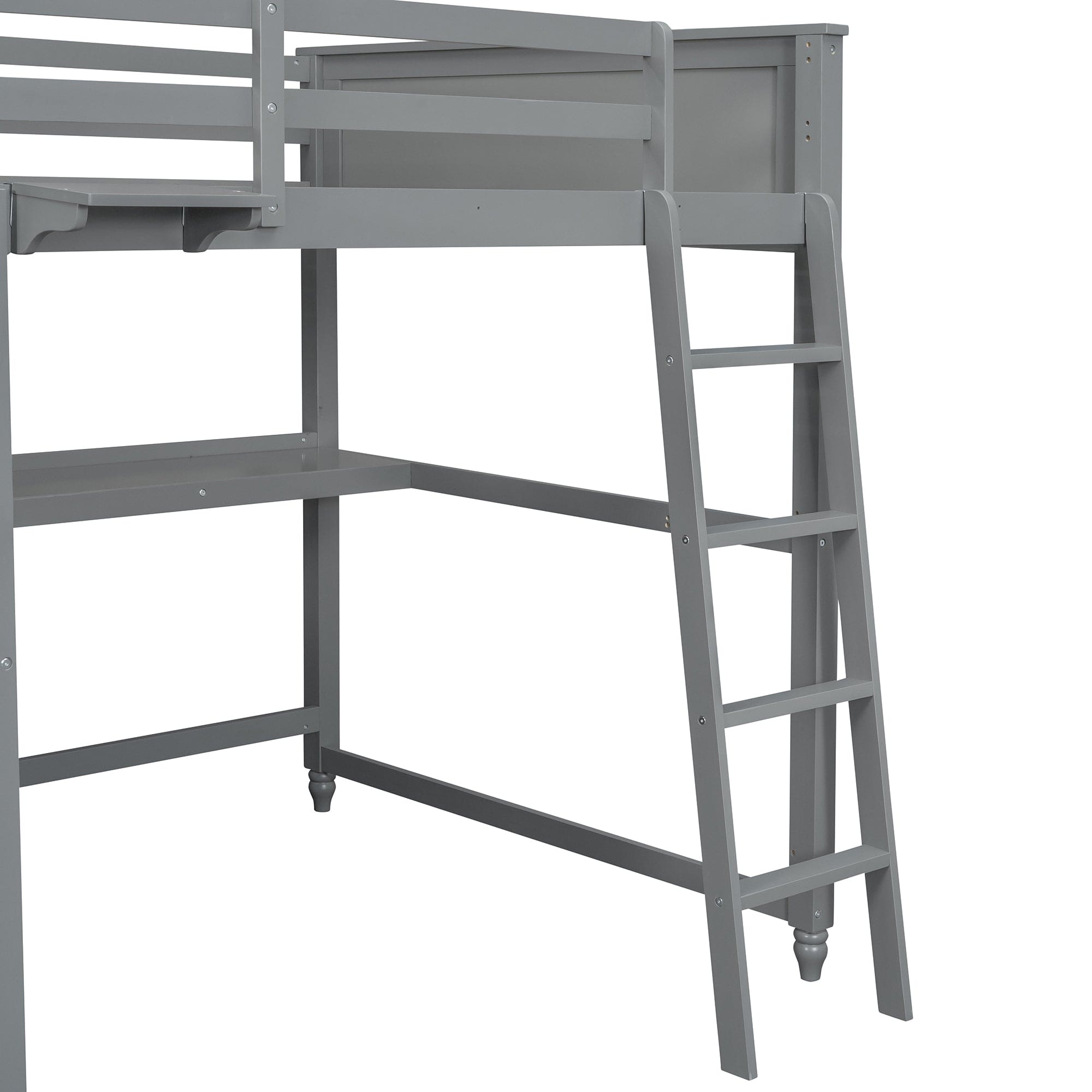 Full size Loft Bed with Drawers and Desk, Wooden Loft Bed with Shelves - Gray(OLD SKU:LT001529AAE)