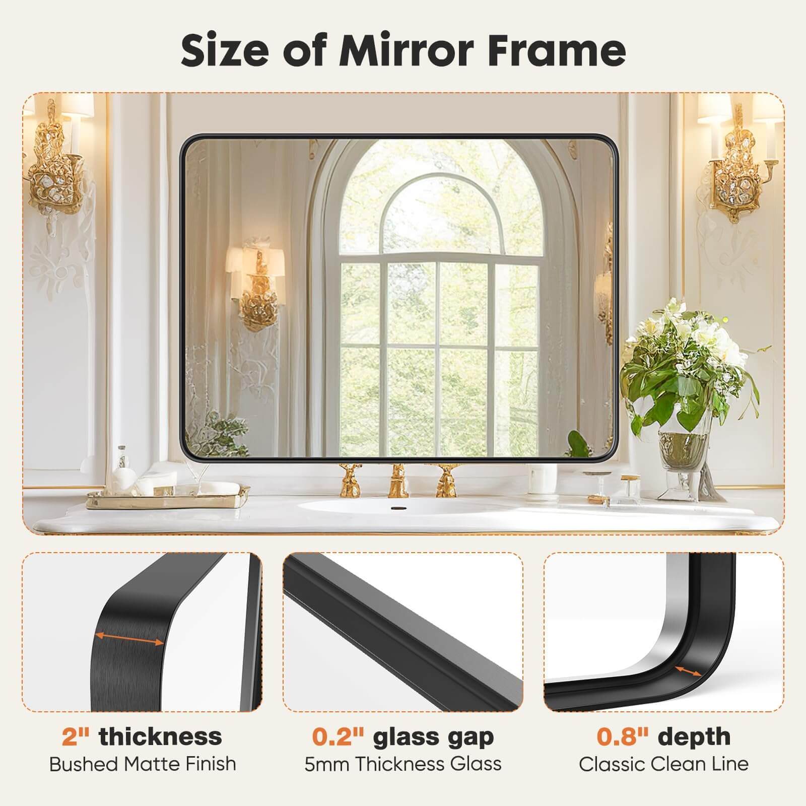 Bathroom Mirror Vanity Mirror for Wall,Aluminum Alloy Framed Wall Mirror Farmhouse,40"×30"