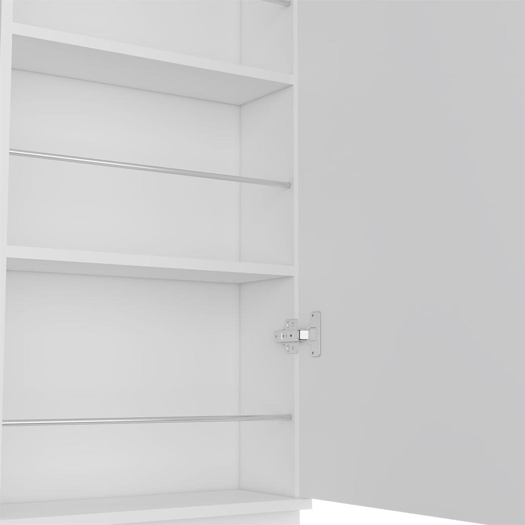 Shoe Rack Chimg, Mirror, Five Interior Shelves, Single Door Cabinet, White Finish