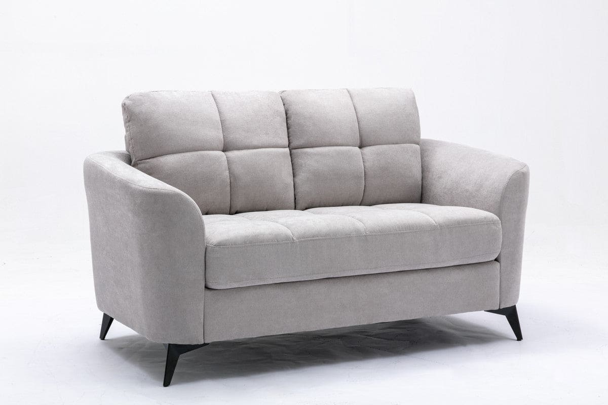 Callie Light Gray Velvet Fabric Loveseat