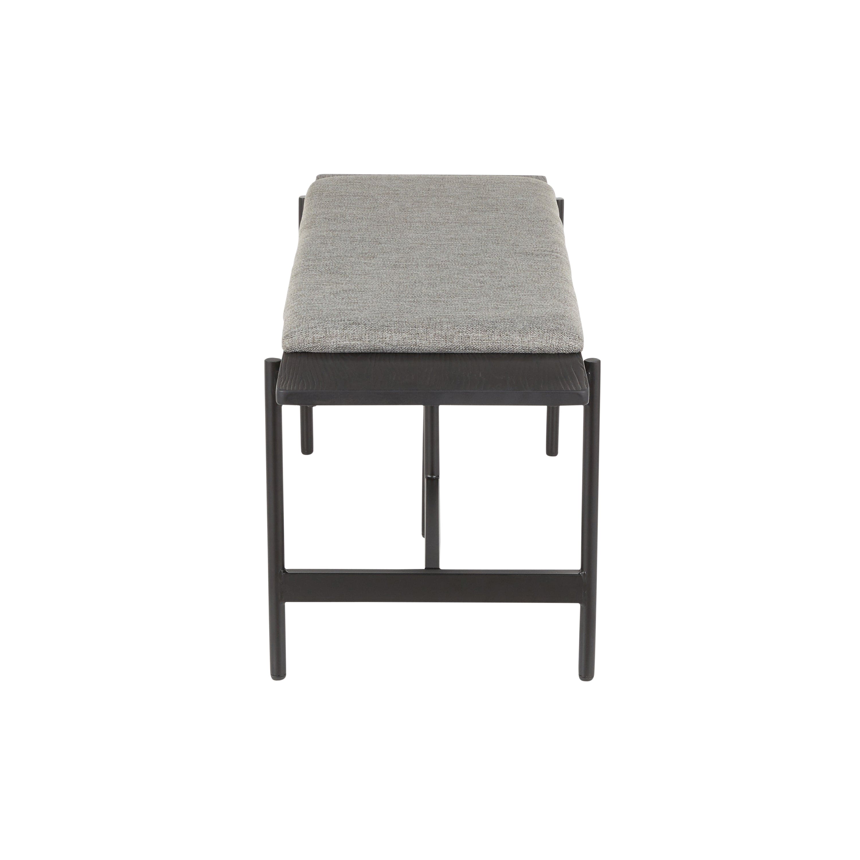 Chloe Contemporary Bench in Black Metal and Grey Fabric with Black Wood Accents by LumiSource