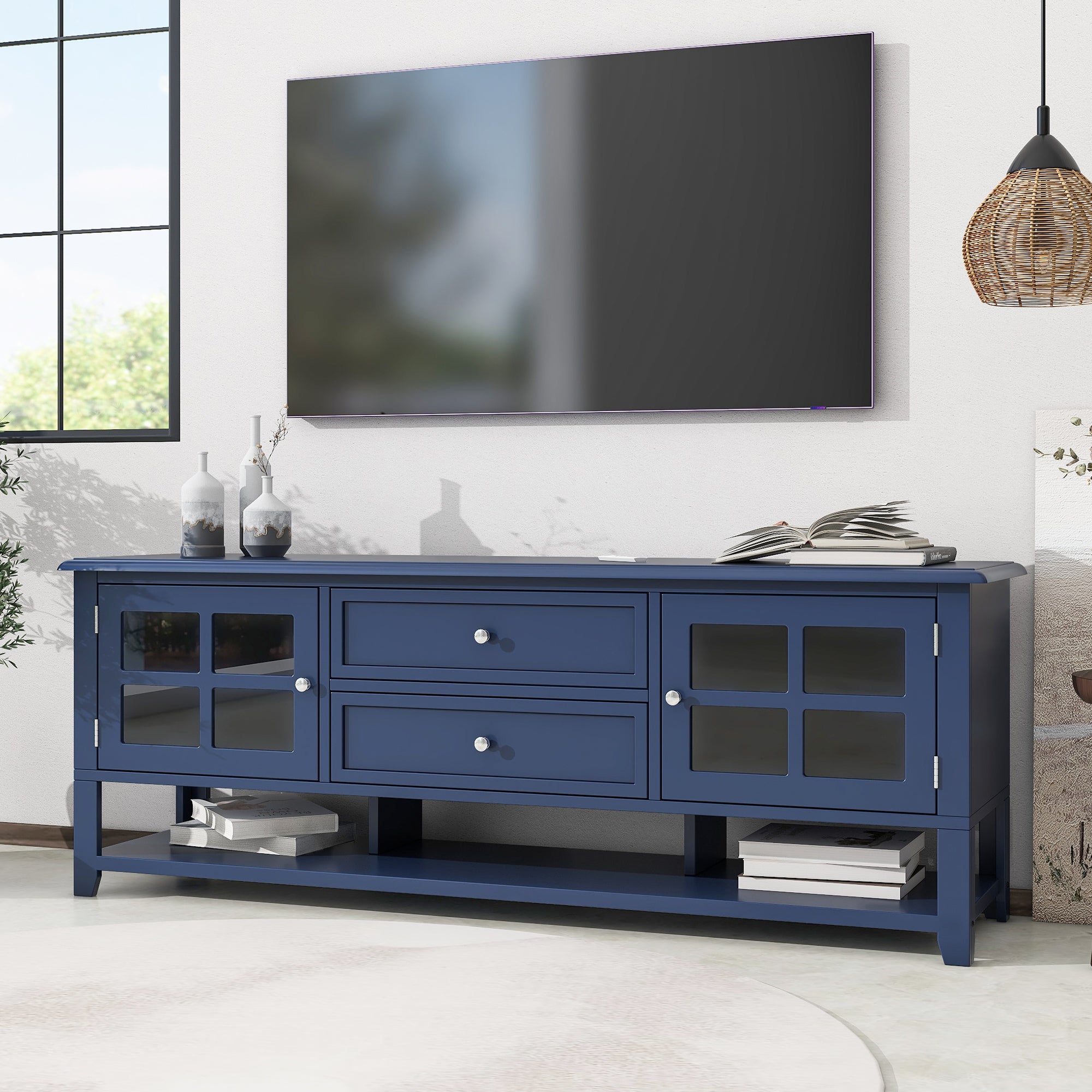 TV Stand for TVs up to 60'', Entertainment Center with Multifunctional Storage Space, TV Cabinet with Modern Design, Media Console for Living Room, Bedroom