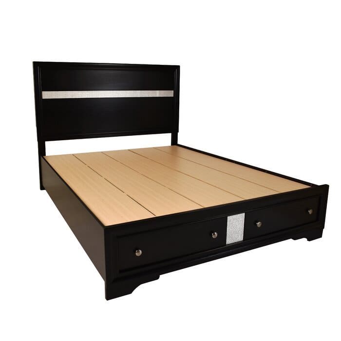 Traditional Matrix King Size Storage Bed in Black made with Wood