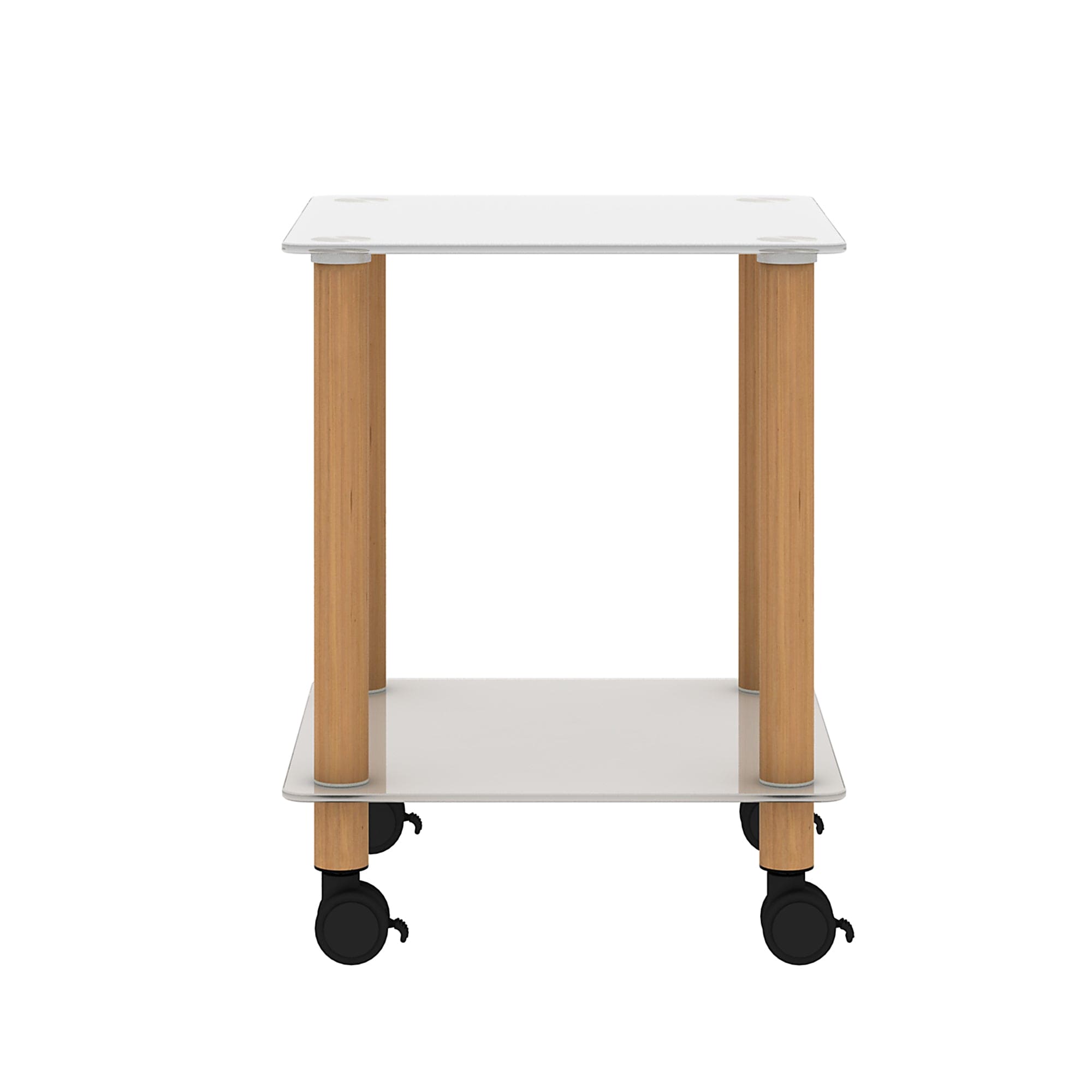 1-Piece White+Oak Side Table , 2-Tier Space End Table ,Modern Night Stand, Sofa table, Side Table with Storage Shelve