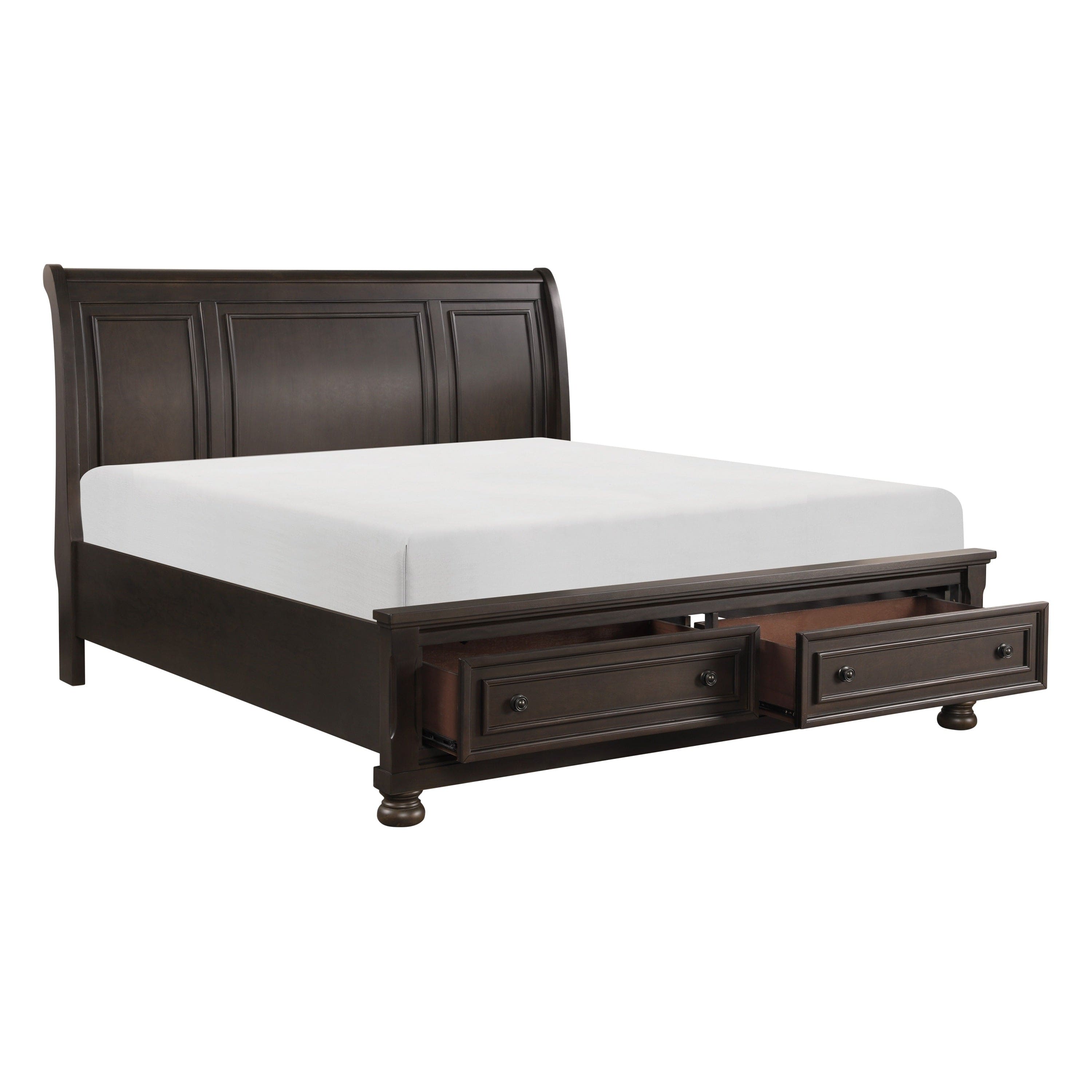 1pc Queen Size Platform Bed with Footboard Storage Drawers Traditional Design Bedroom Furniture