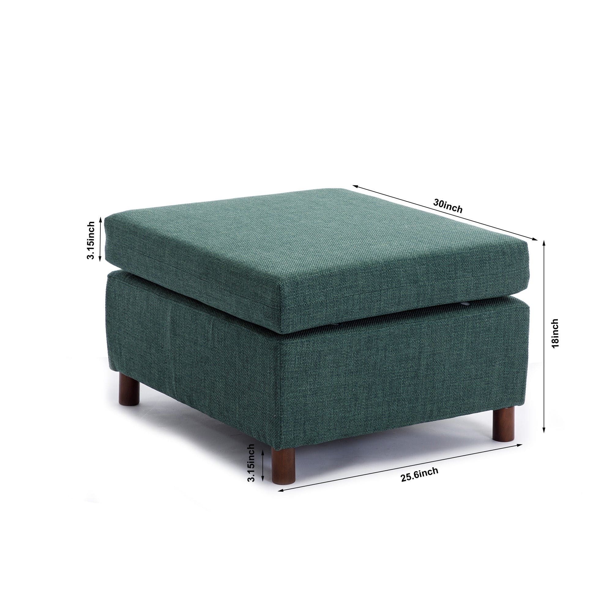 3 Seat Module Sectional Sofa Couch With 1 Ottoman for living room,Seat Cushion and Back Cushion Non-Removable and Non-Washable,Green