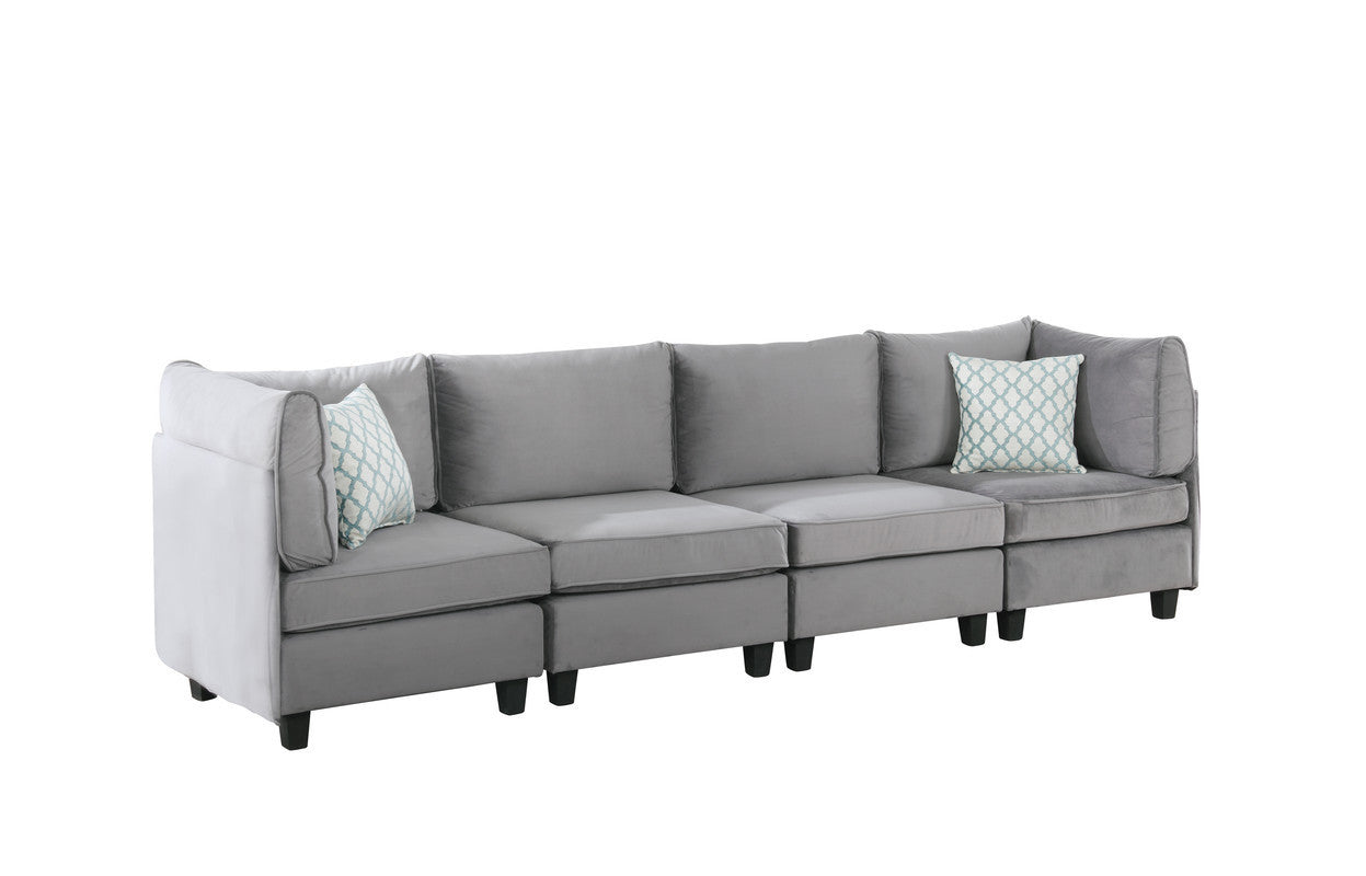 Zelmira Gray Velvet 6Pc Modular Sectional Sofa